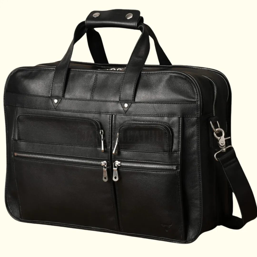 Large Full Grain Leather Laptop Briefcase