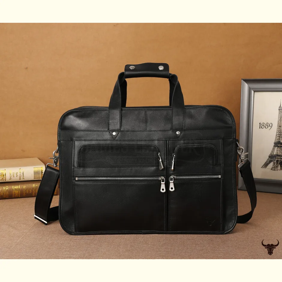 Large Full Grain Leather Laptop Briefcase