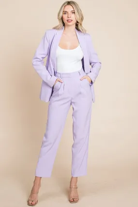 Lavender Single Breasted Blazer & High Waisted Pants Set