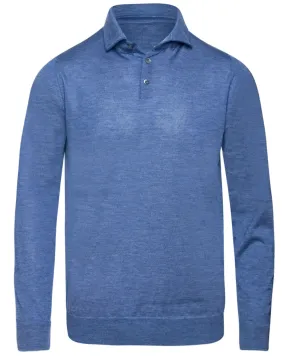 Light Blue Long Sleeve Polo Sweater