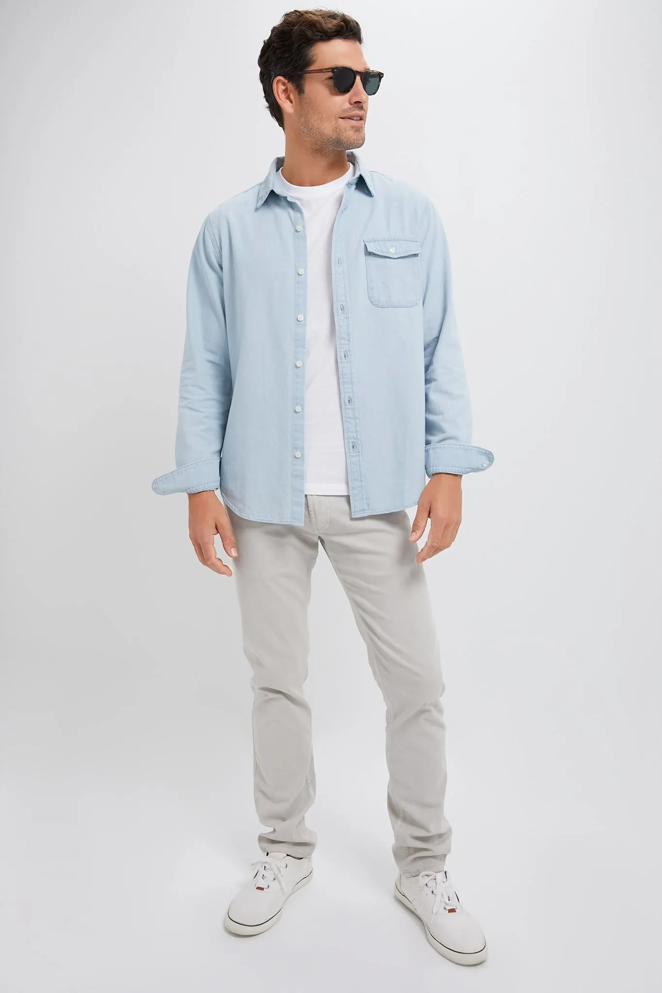 Light Blue Washed Denim Shirt