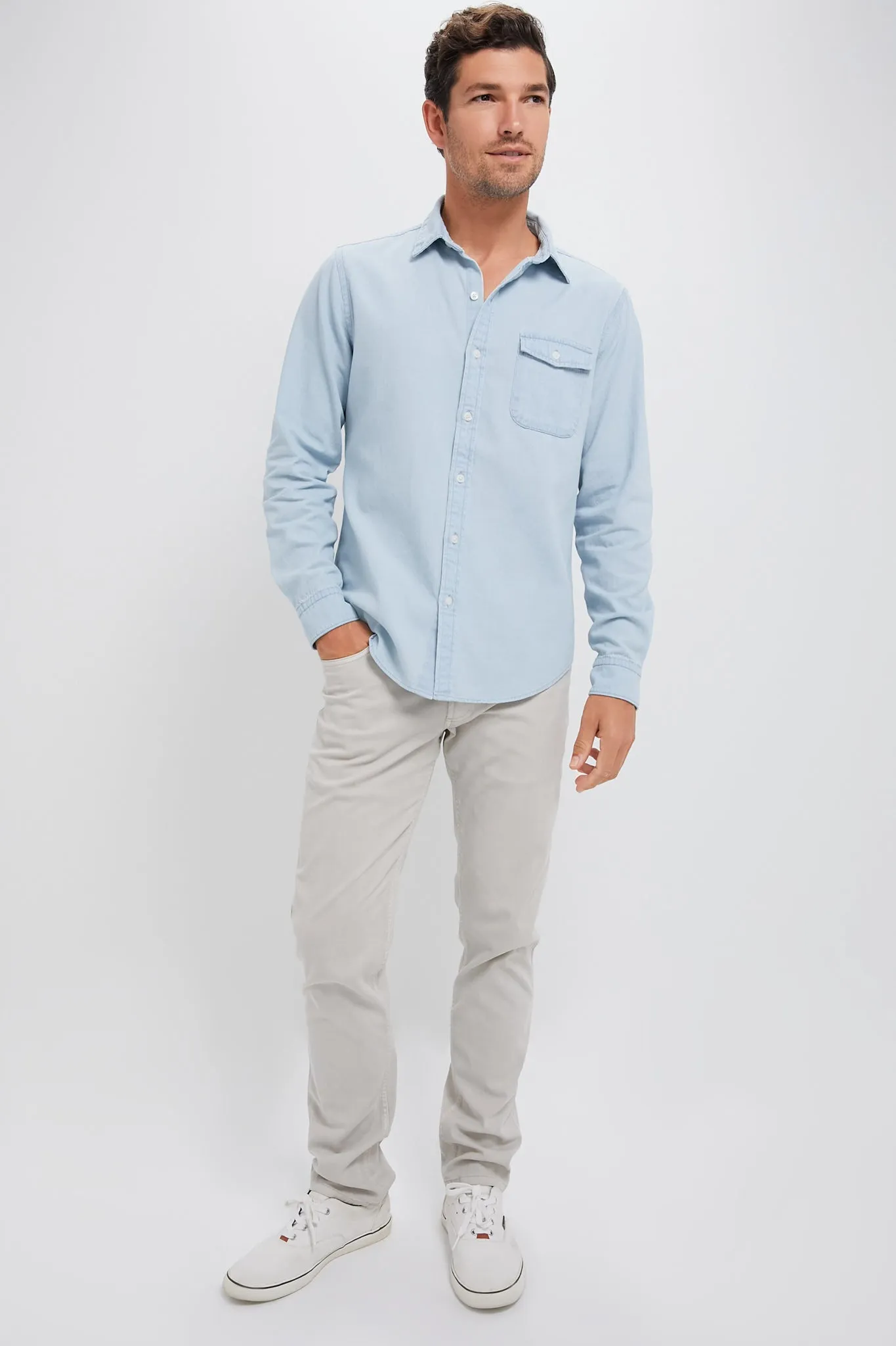 Light Blue Washed Denim Shirt