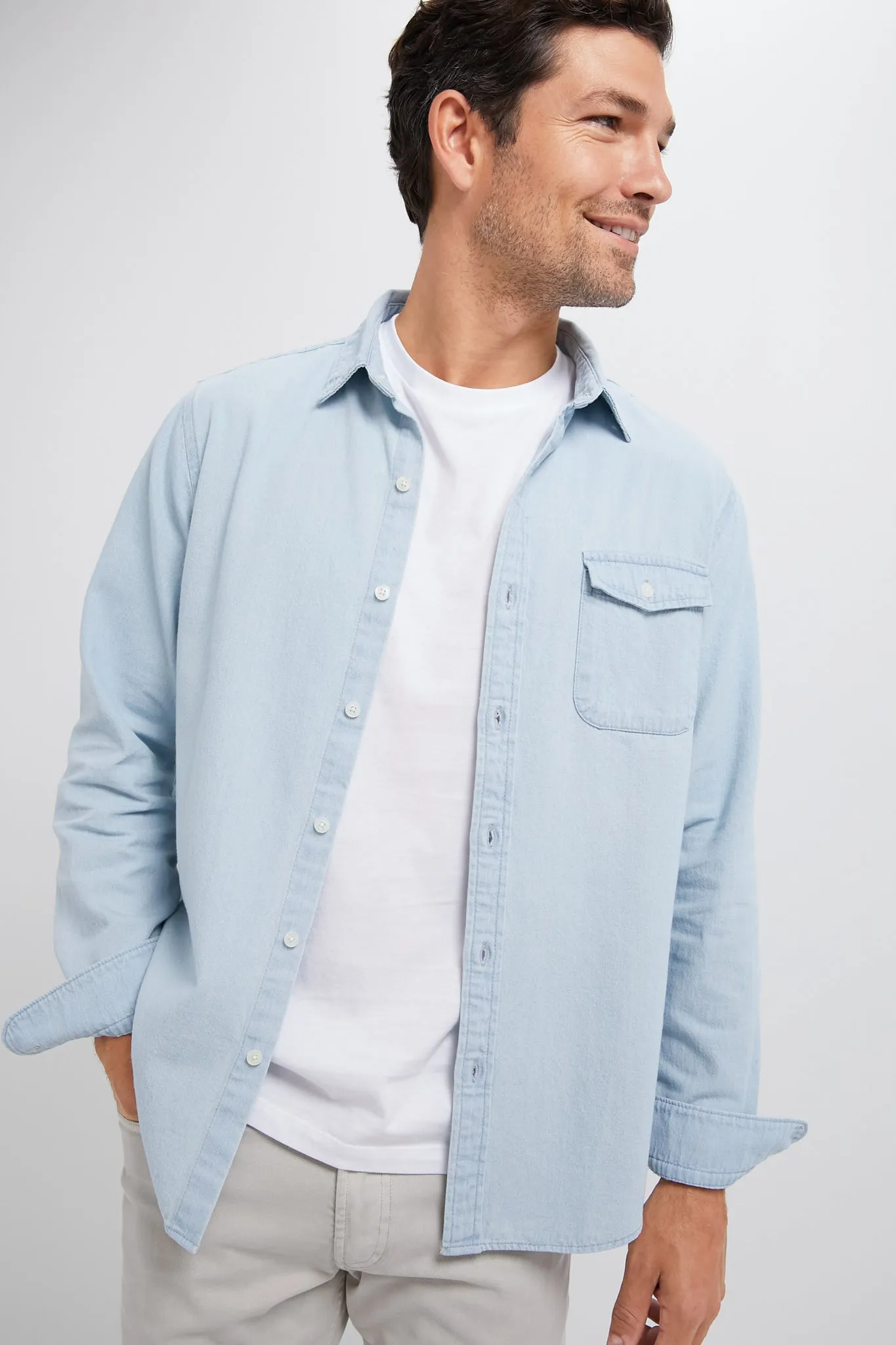 Light Blue Washed Denim Shirt