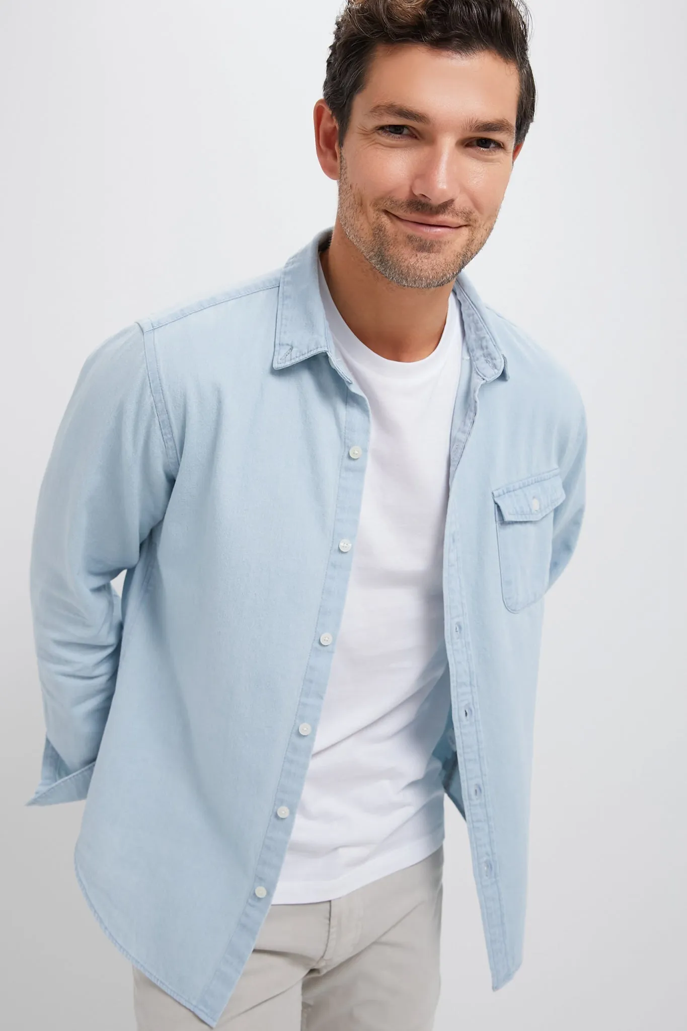 Light Blue Washed Denim Shirt