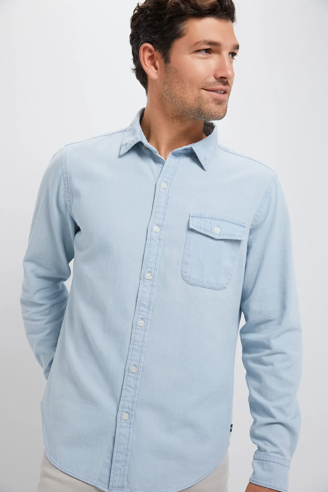 Light Blue Washed Denim Shirt