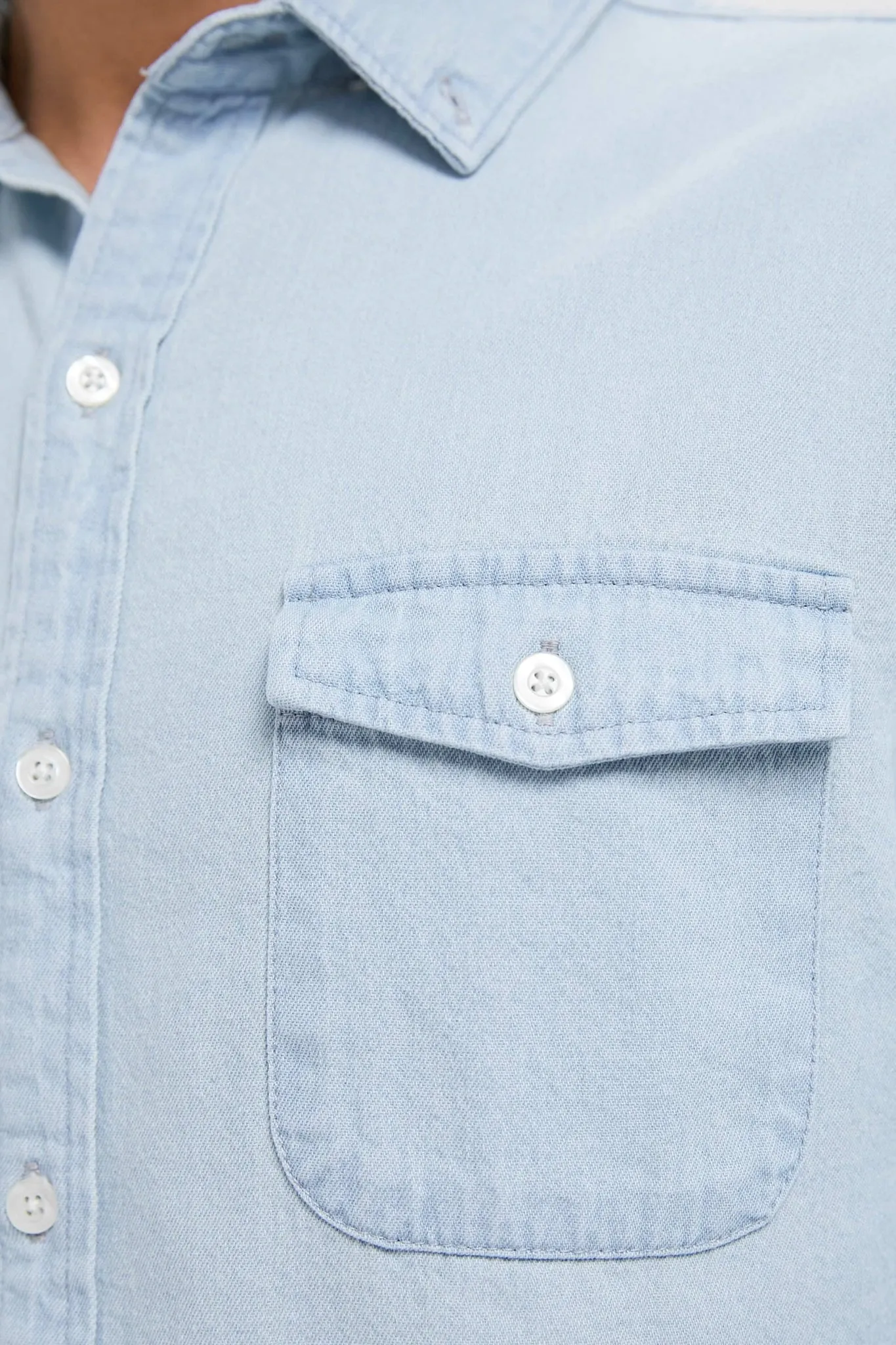 Light Blue Washed Denim Shirt