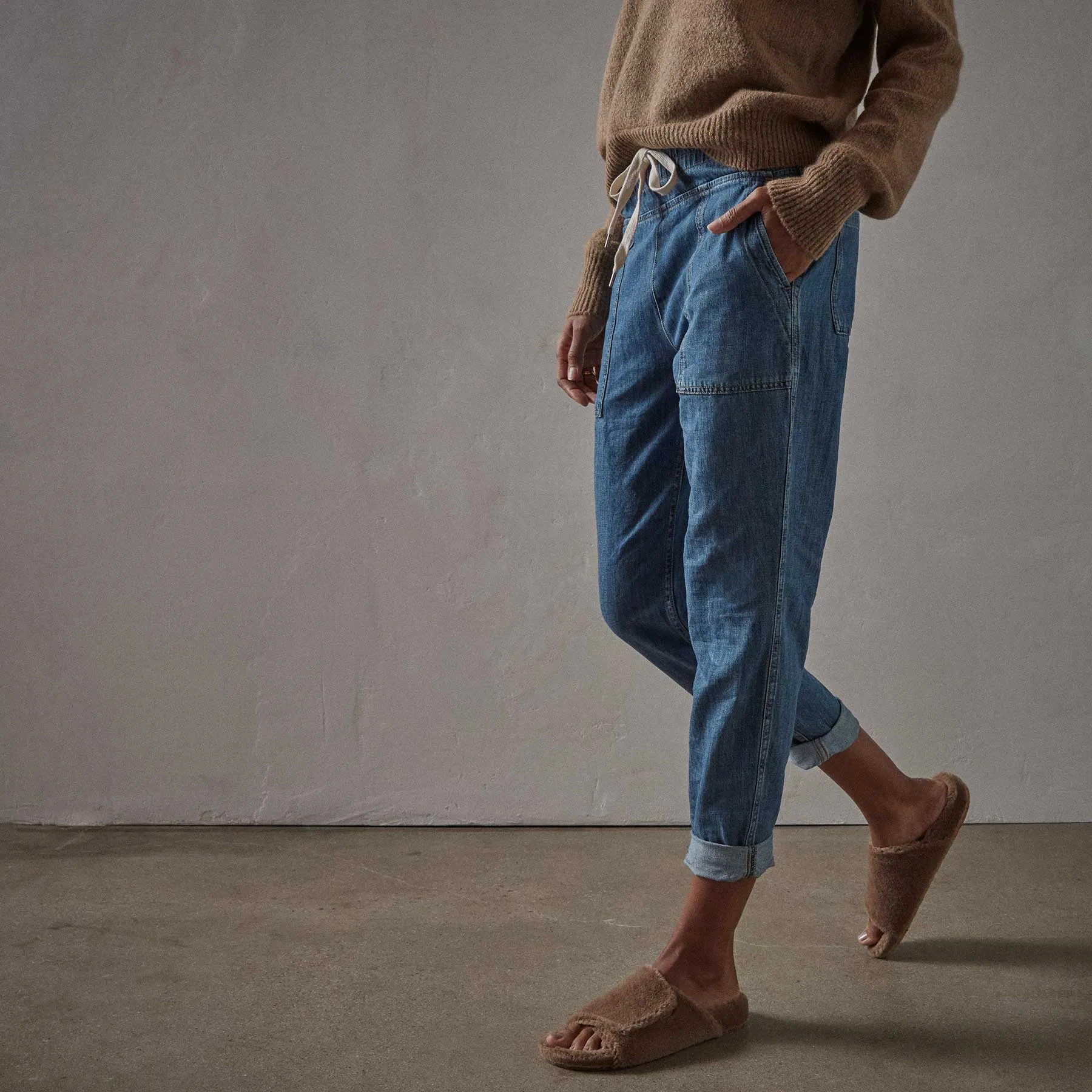 Lightweight Denim Contrast Pant - Blue Denim