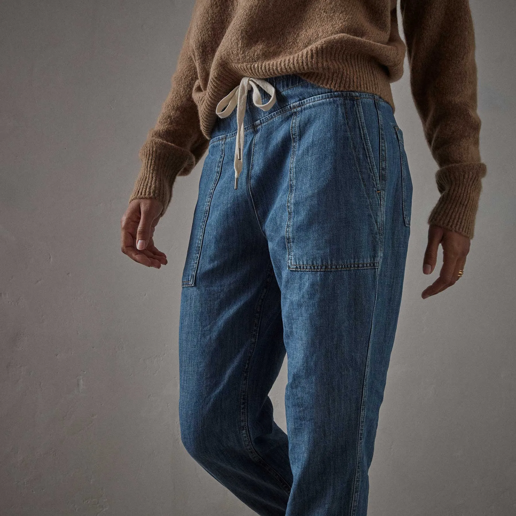 Lightweight Denim Contrast Pant - Blue Denim