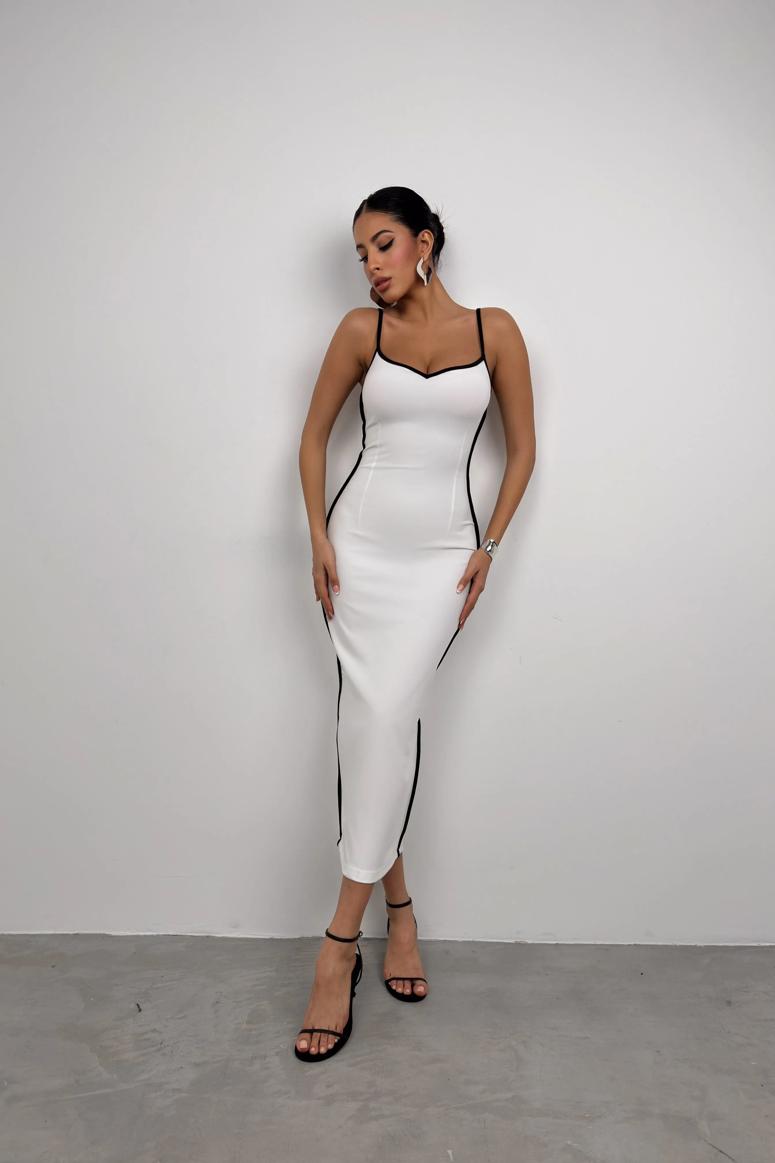 Line Detail Bodycon Maxi Dress