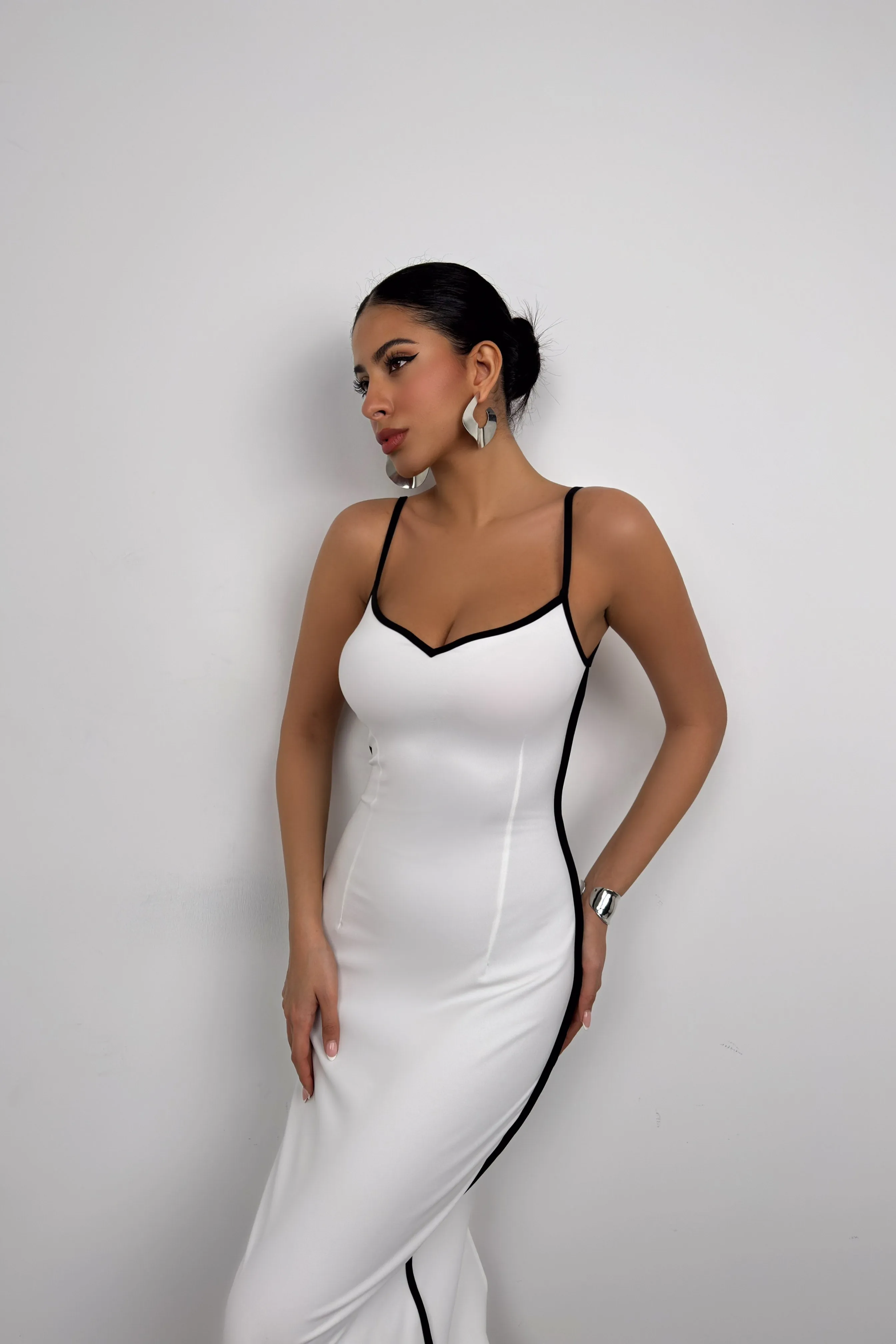 Line Detail Bodycon Maxi Dress