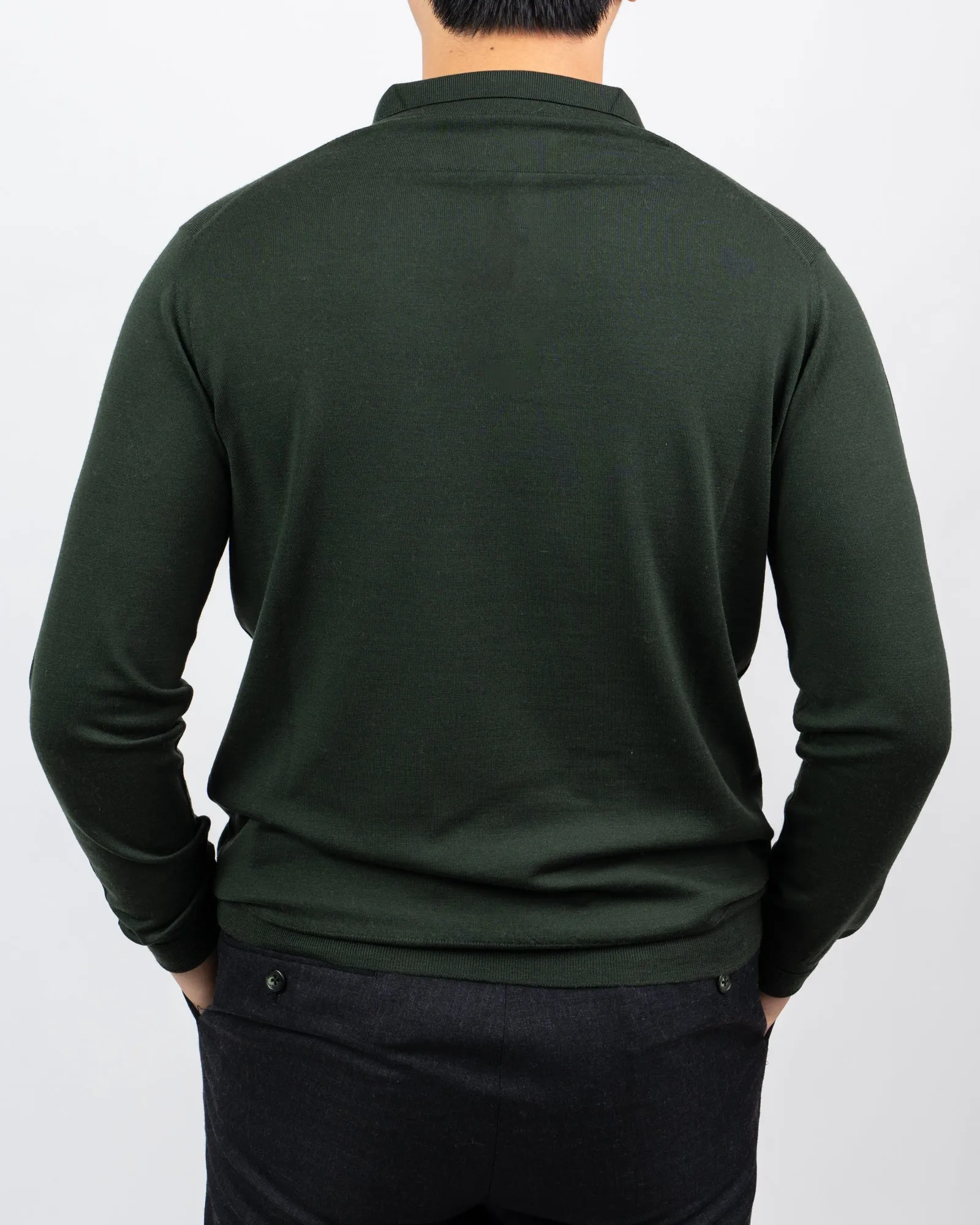 Loro Piana Merino Long Sleeve Polo - Moss