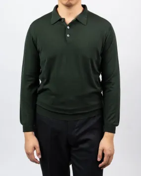 Loro Piana Merino Long Sleeve Polo - Moss