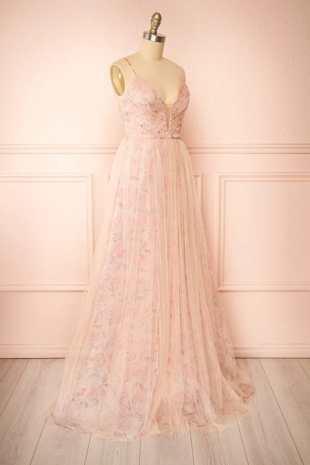 Majah Blush | Maxi Floral Tulle Dress