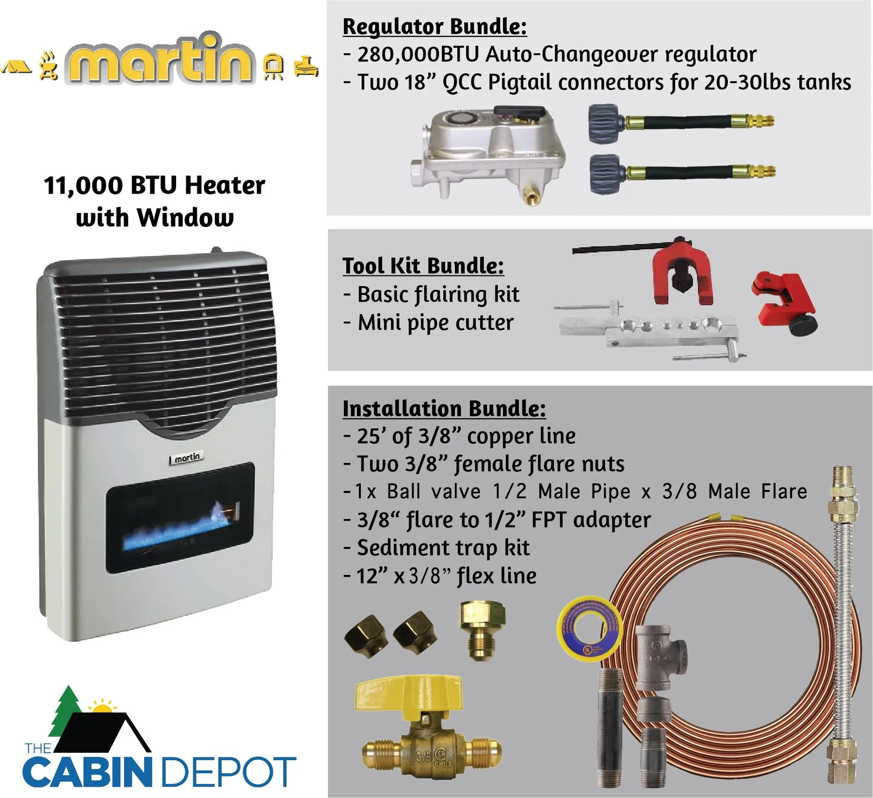 Martin 11000 BTU Propane Direct Vent Heater MDV12VP