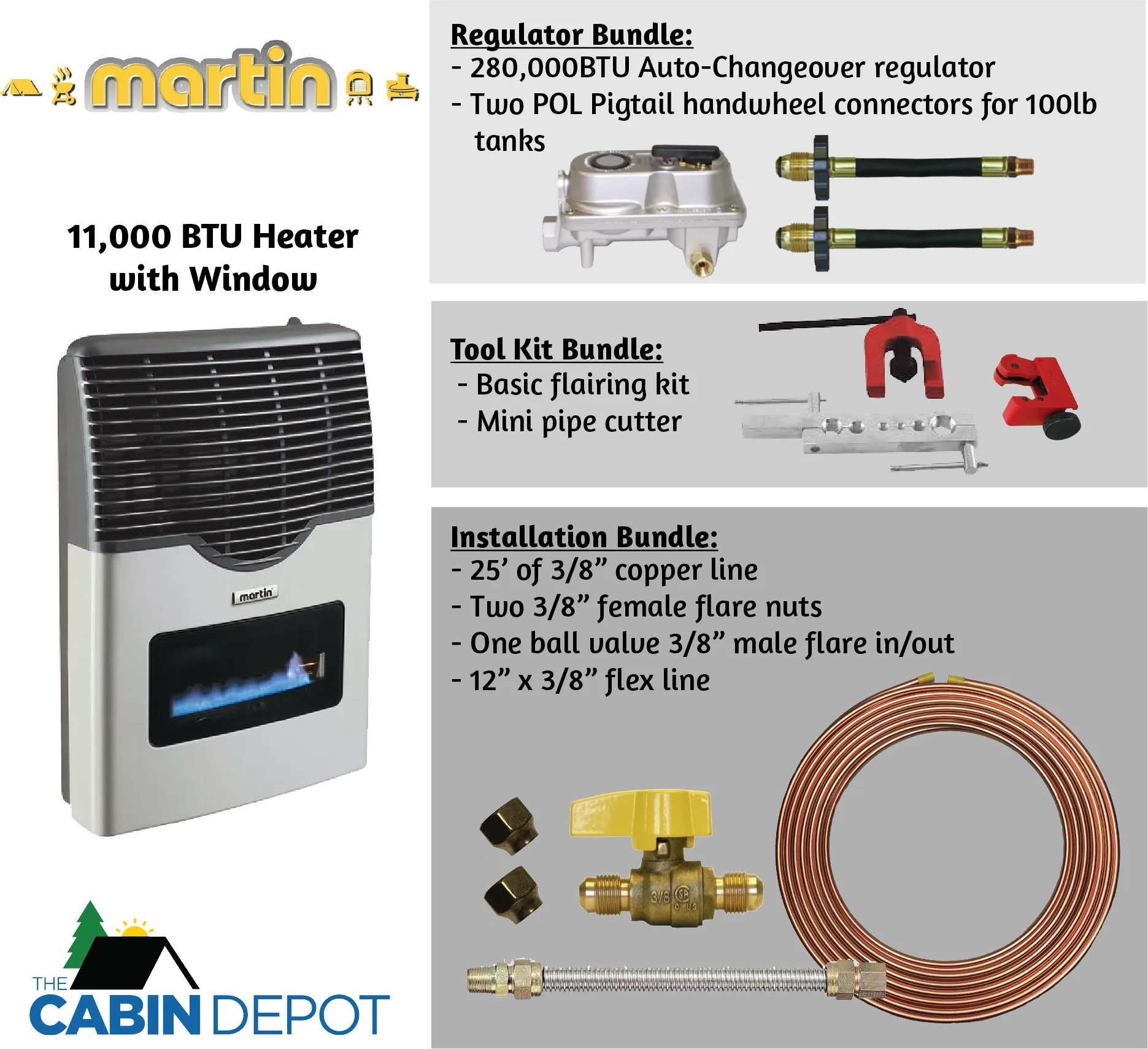 Martin 11000 BTU Propane Direct Vent Heater MDV12VP