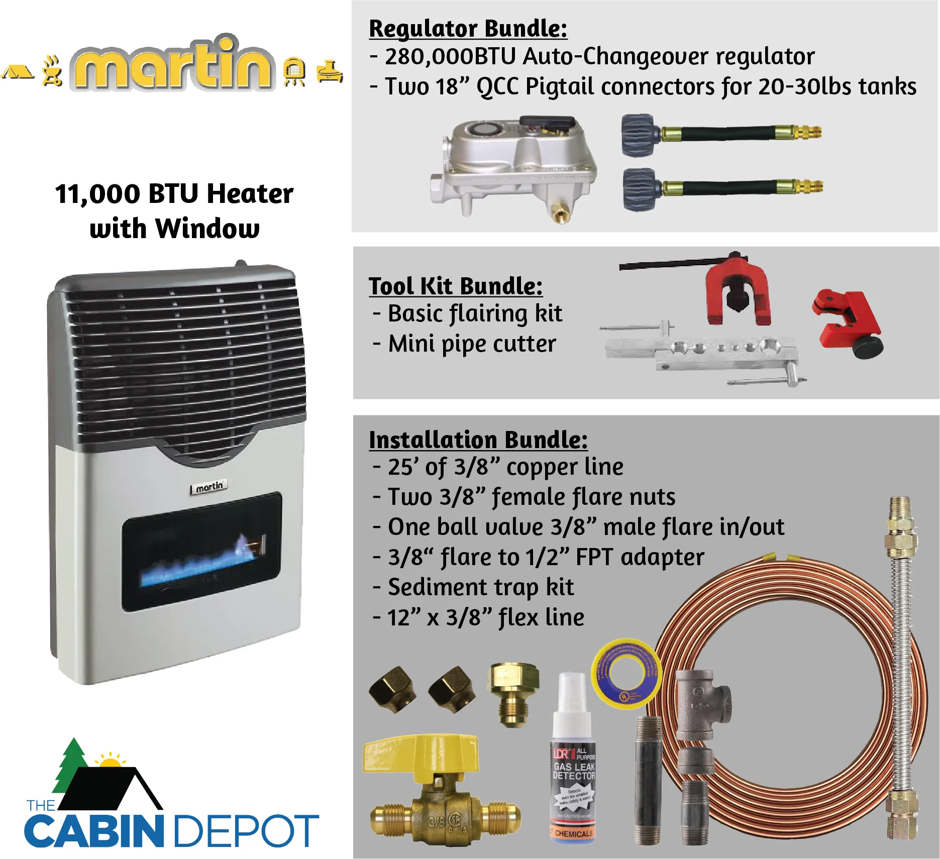 Martin 11000 BTU Propane Direct Vent Heater MDV12VP