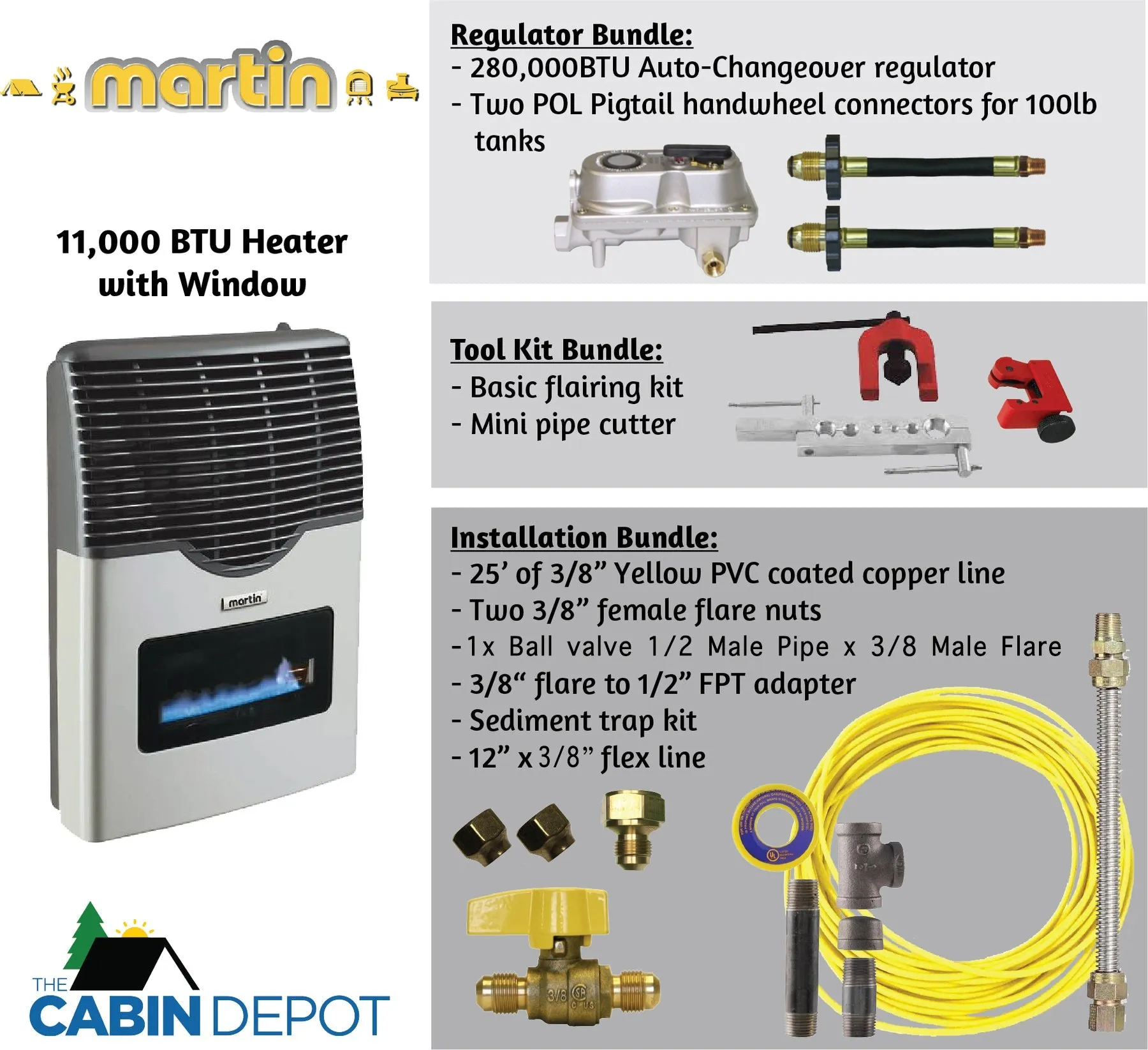 Martin 11000 BTU Propane Direct Vent Heater MDV12VP