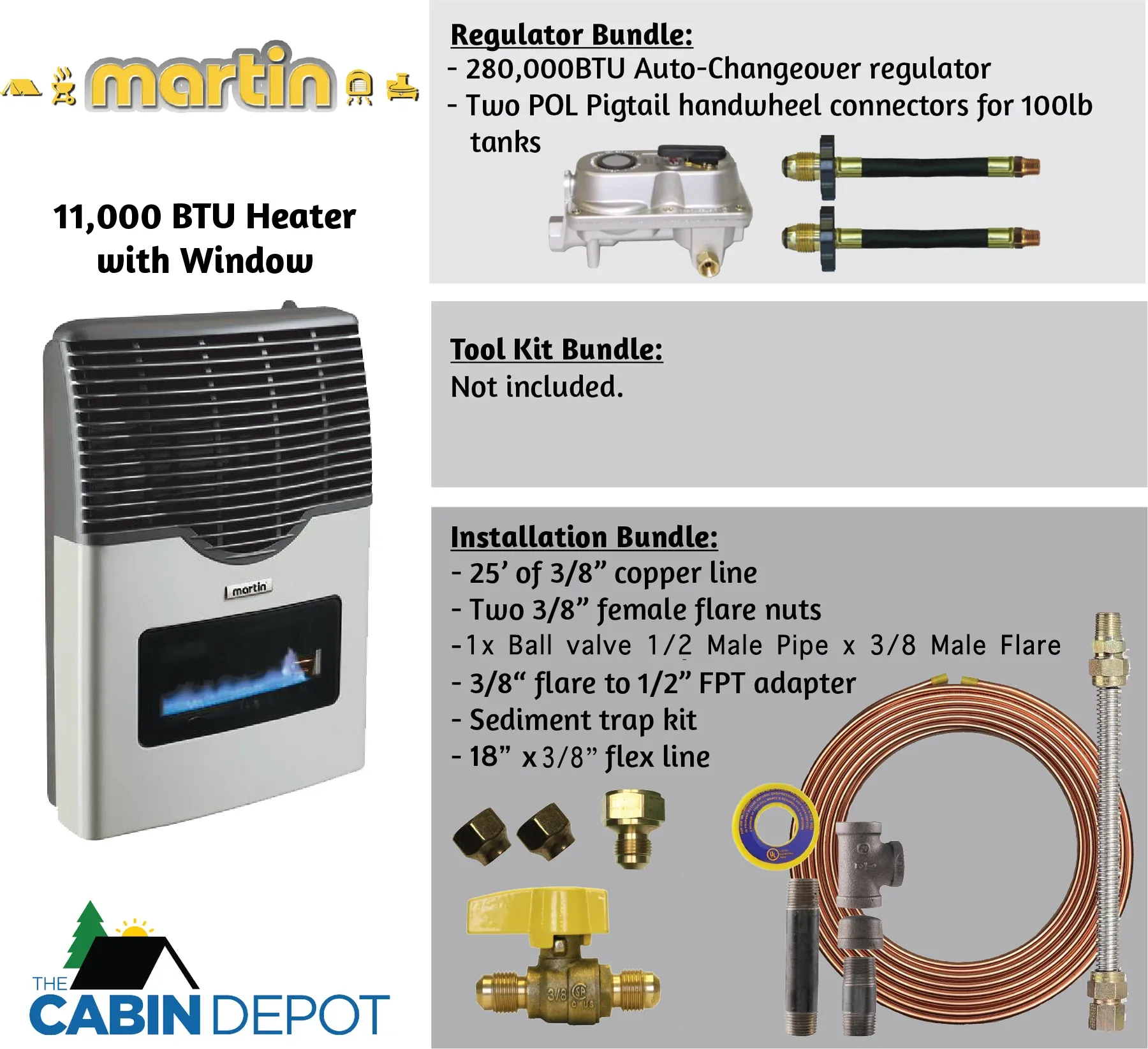 Martin 11000 BTU Propane Direct Vent Heater MDV12VP