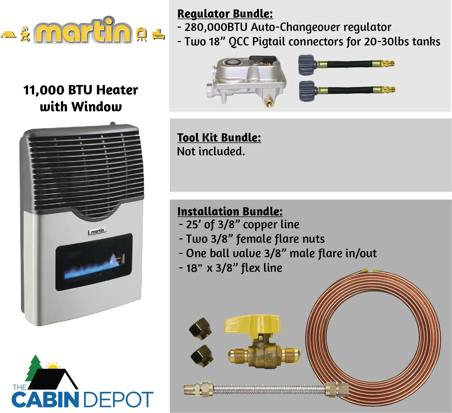 Martin 11000 BTU Propane Direct Vent Heater MDV12VP