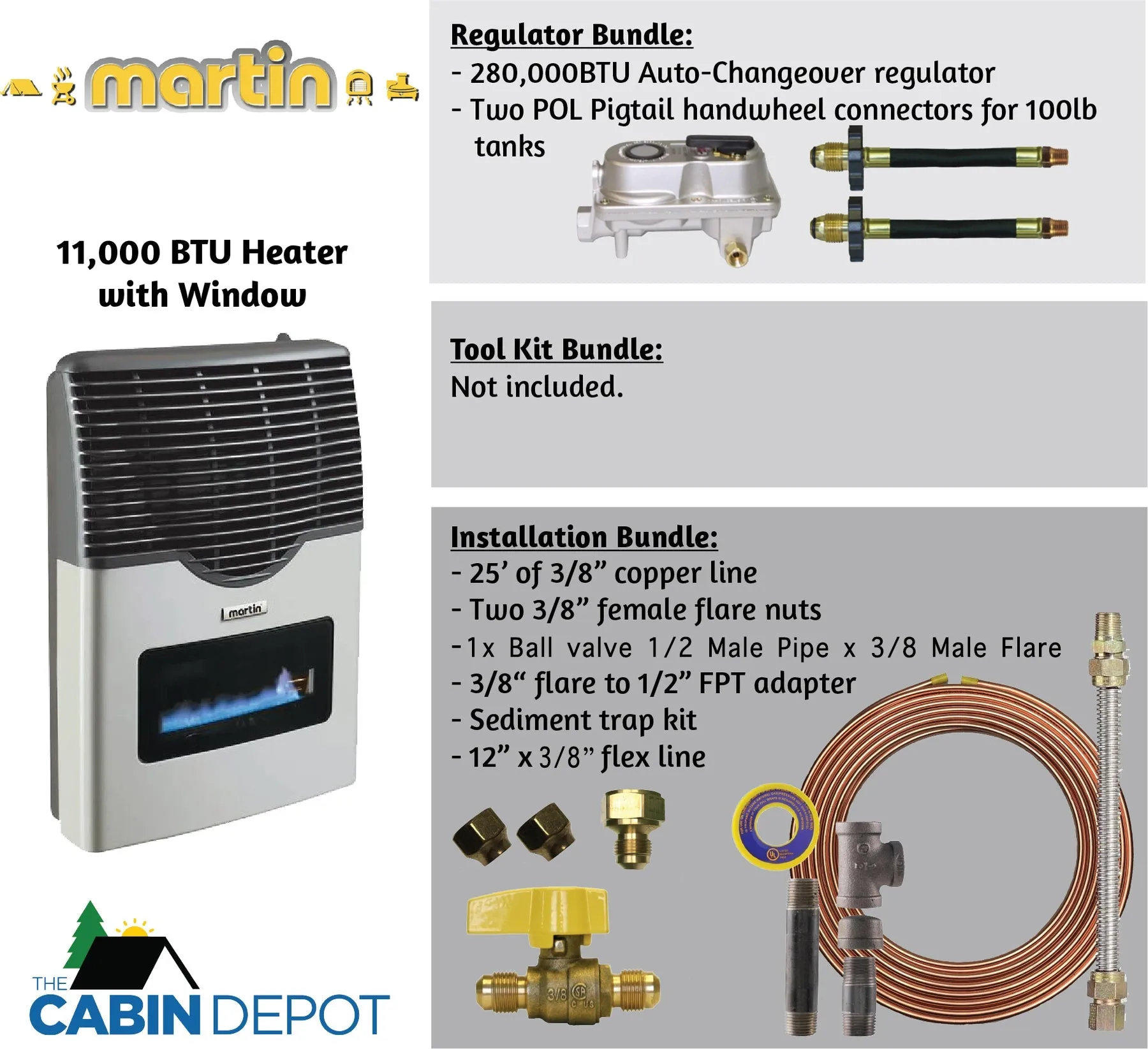 Martin 11000 BTU Propane Direct Vent Heater MDV12VP