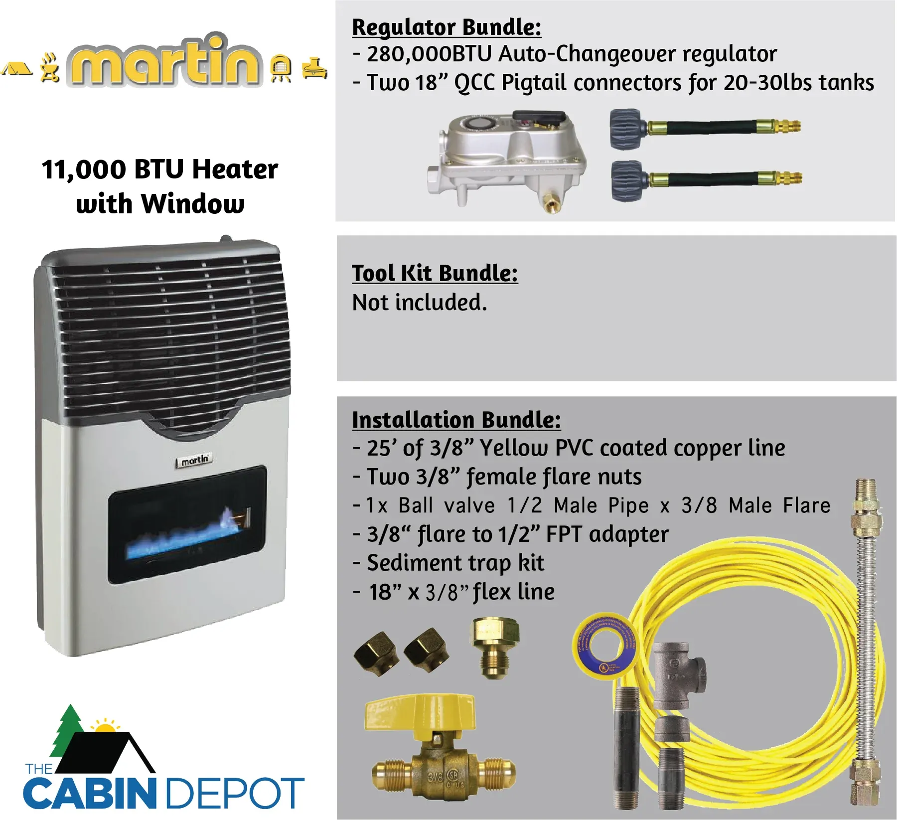 Martin 11000 BTU Propane Direct Vent Heater MDV12VP