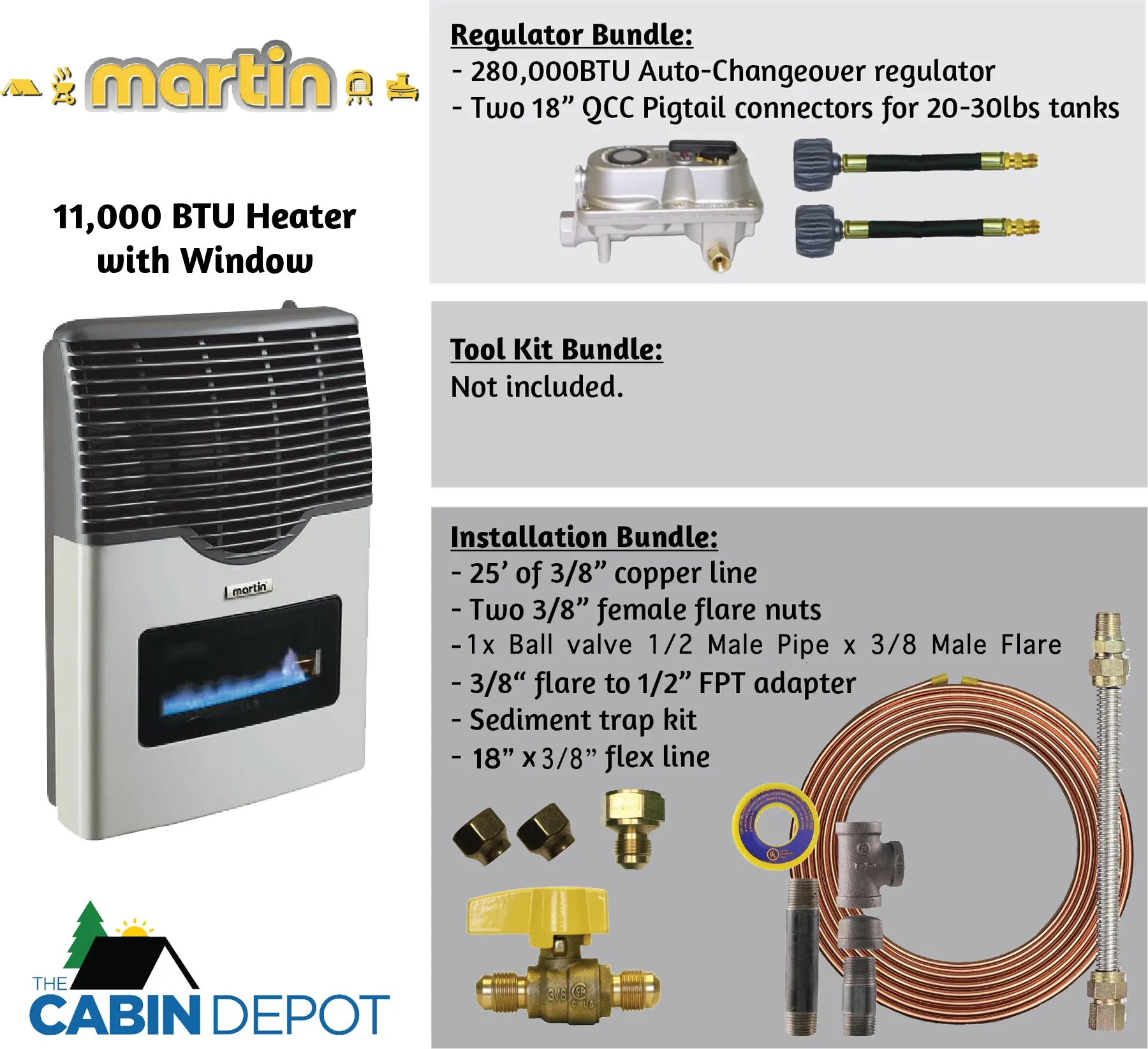 Martin 11000 BTU Propane Direct Vent Heater MDV12VP