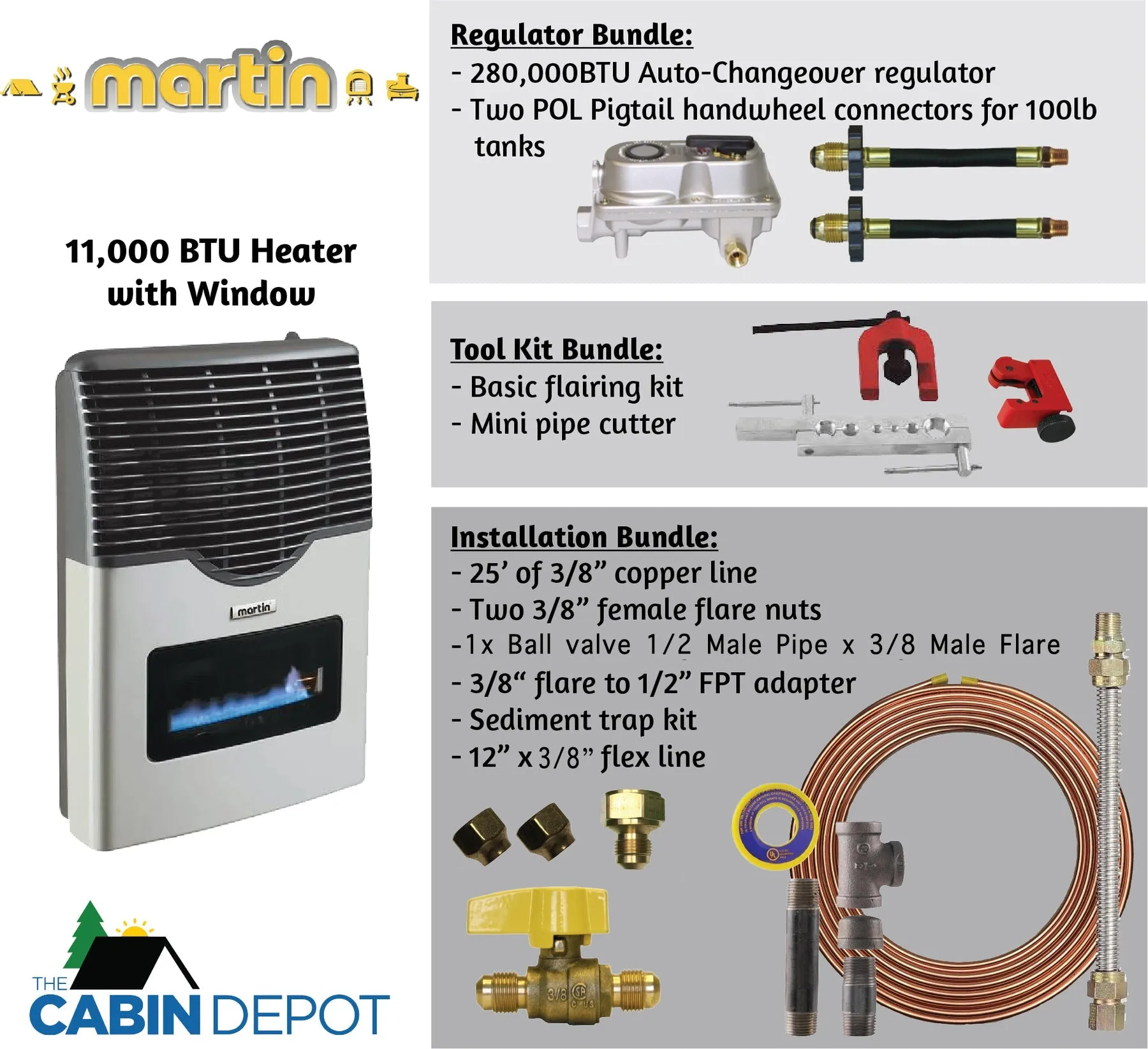 Martin 11000 BTU Propane Direct Vent Heater MDV12VP