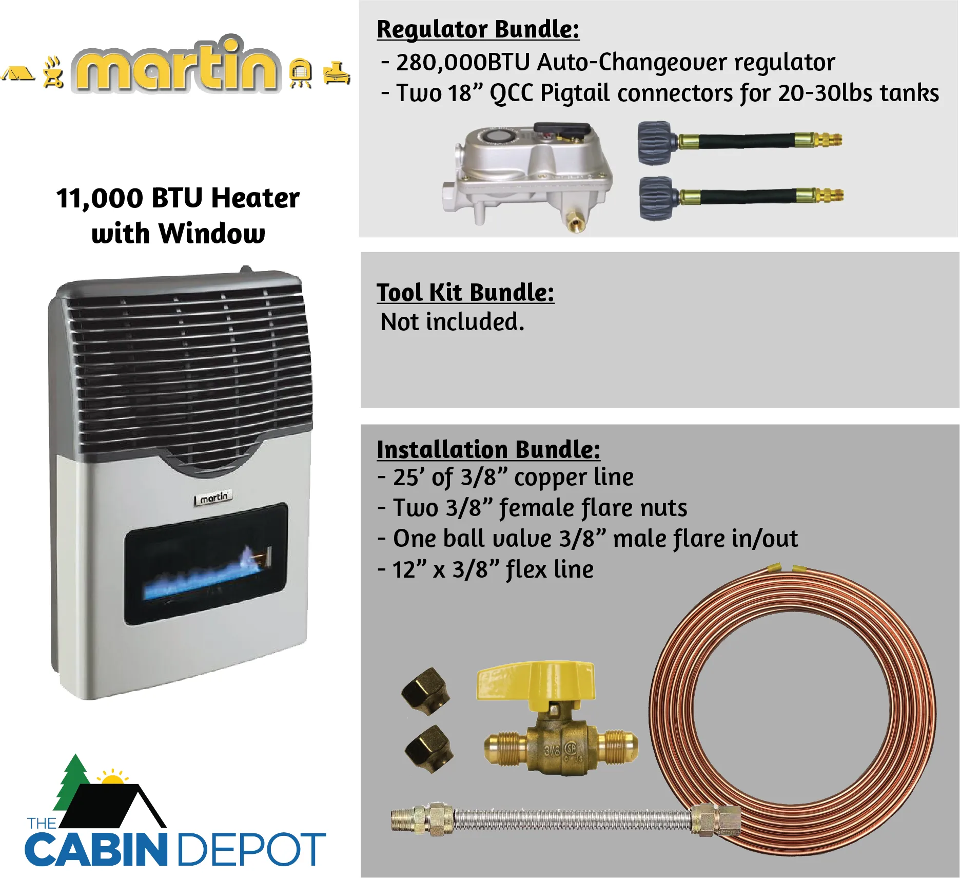 Martin 11000 BTU Propane Direct Vent Heater MDV12VP