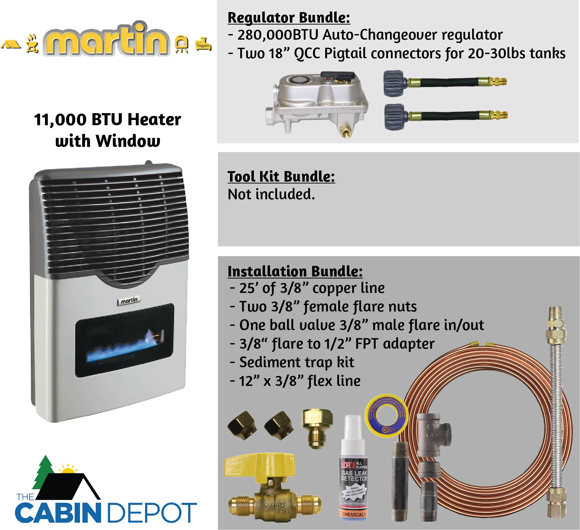 Martin 11000 BTU Propane Direct Vent Heater MDV12VP