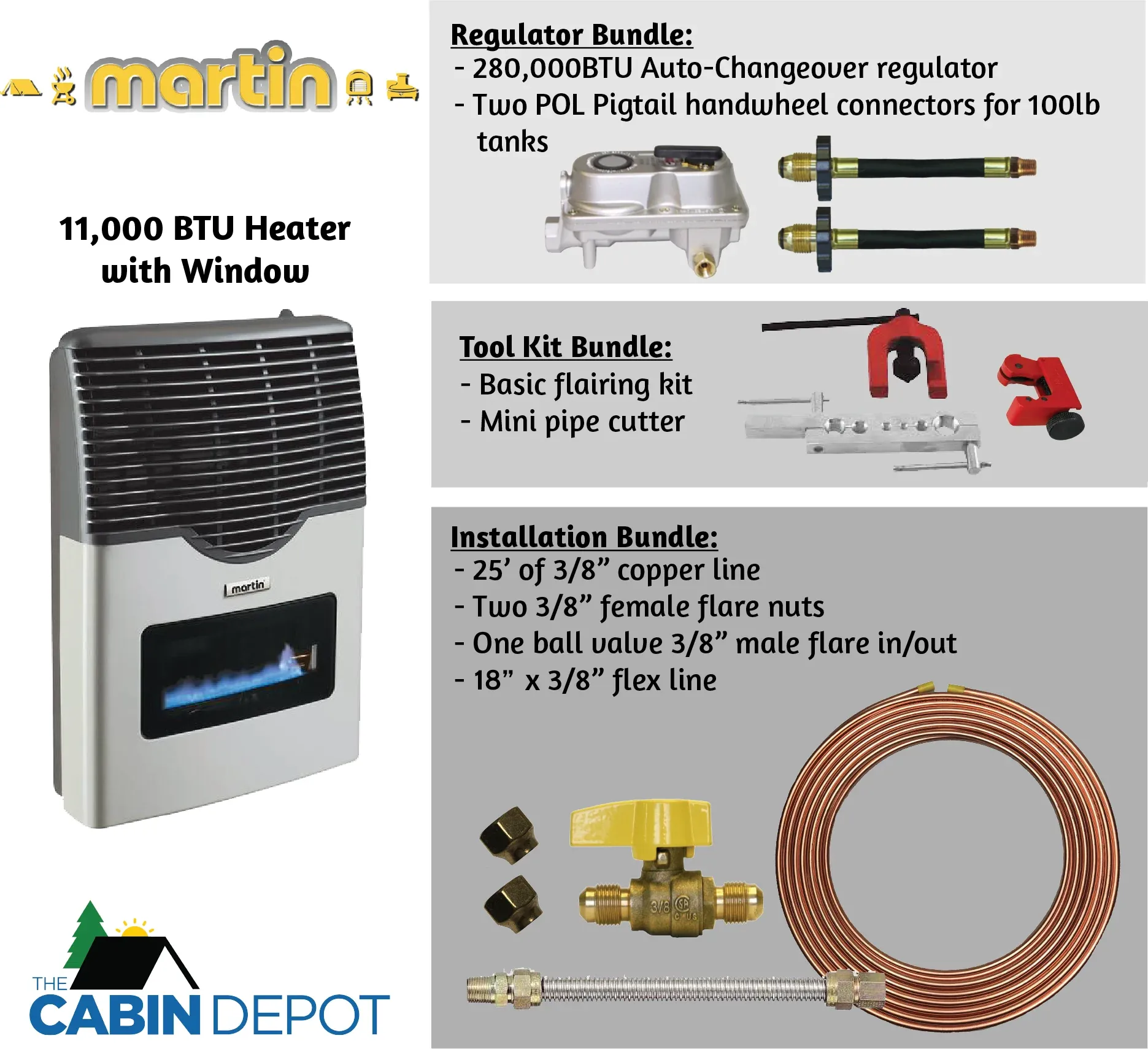 Martin 11000 BTU Propane Direct Vent Heater MDV12VP