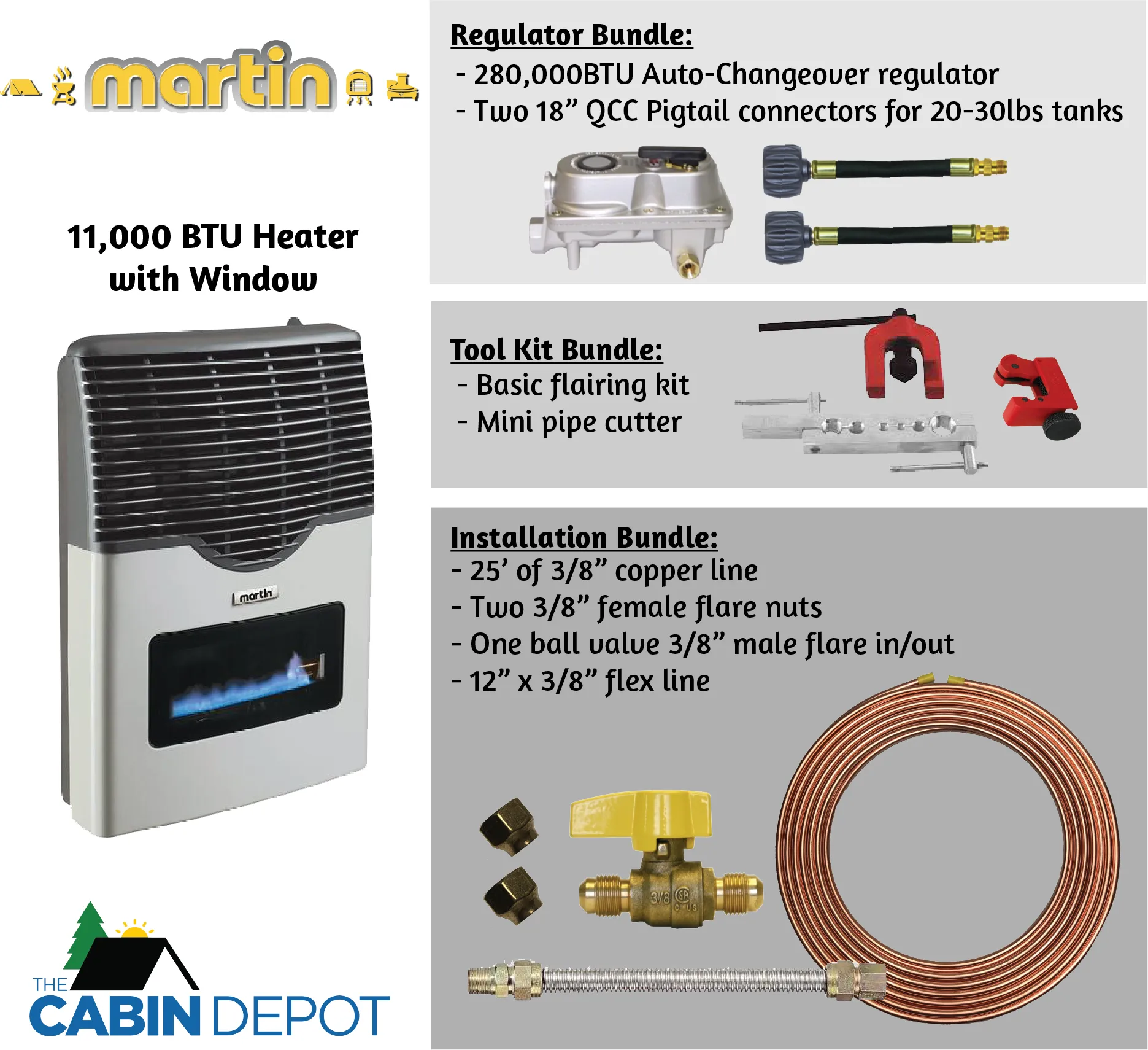 Martin 11000 BTU Propane Direct Vent Heater MDV12VP