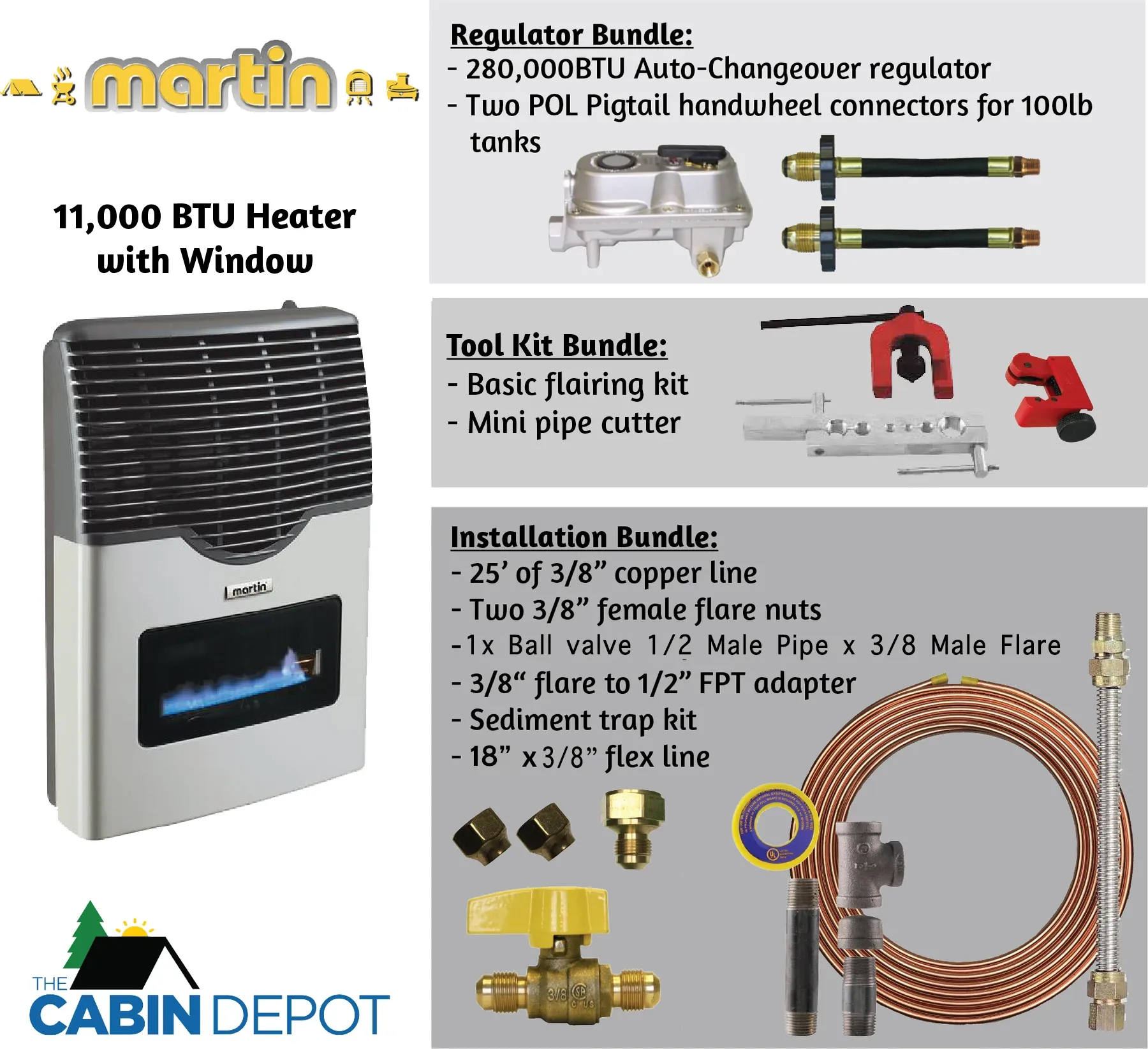 Martin 11000 BTU Propane Direct Vent Heater MDV12VP