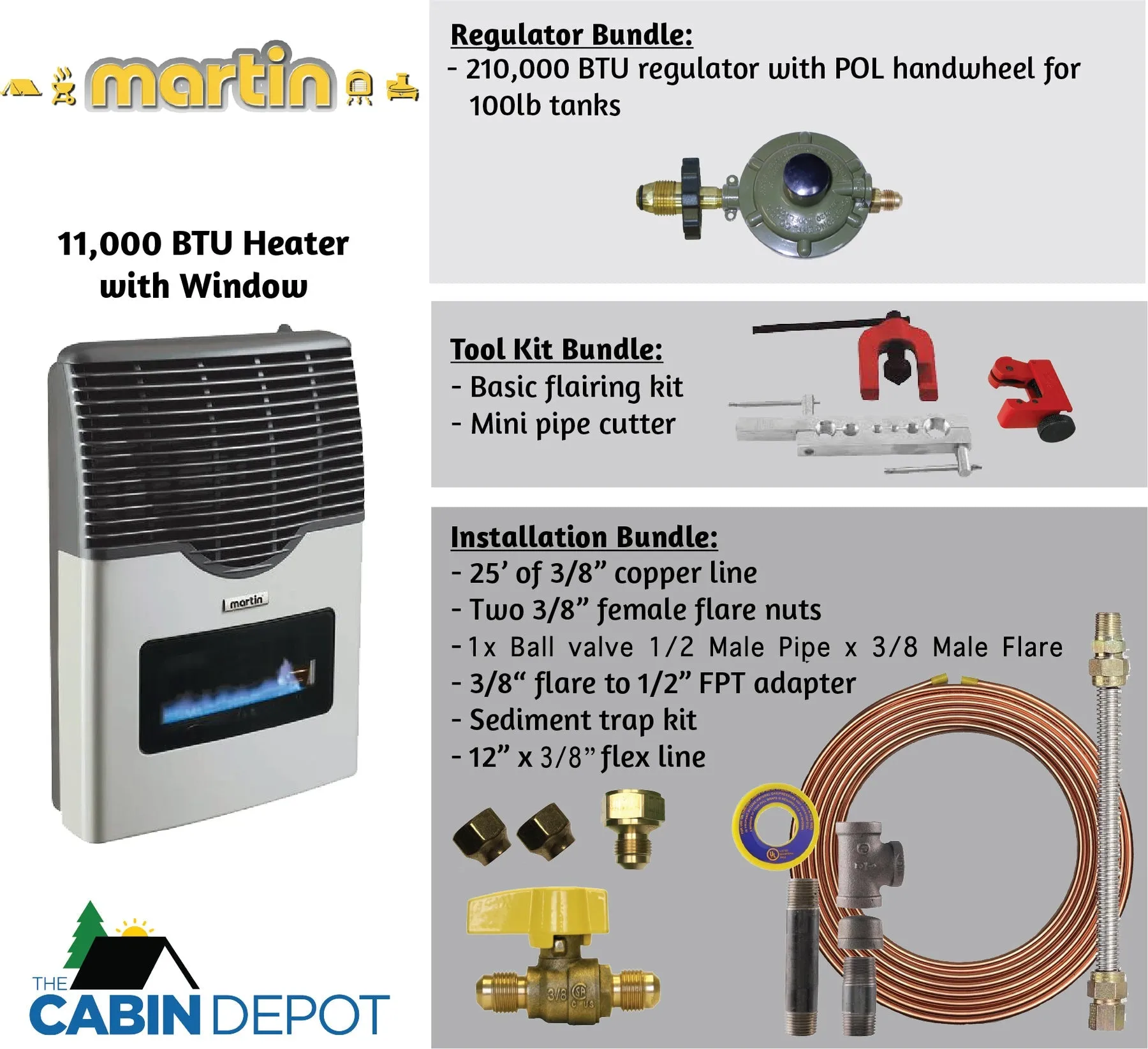 Martin 11000 BTU Propane Direct Vent Heater MDV12VP