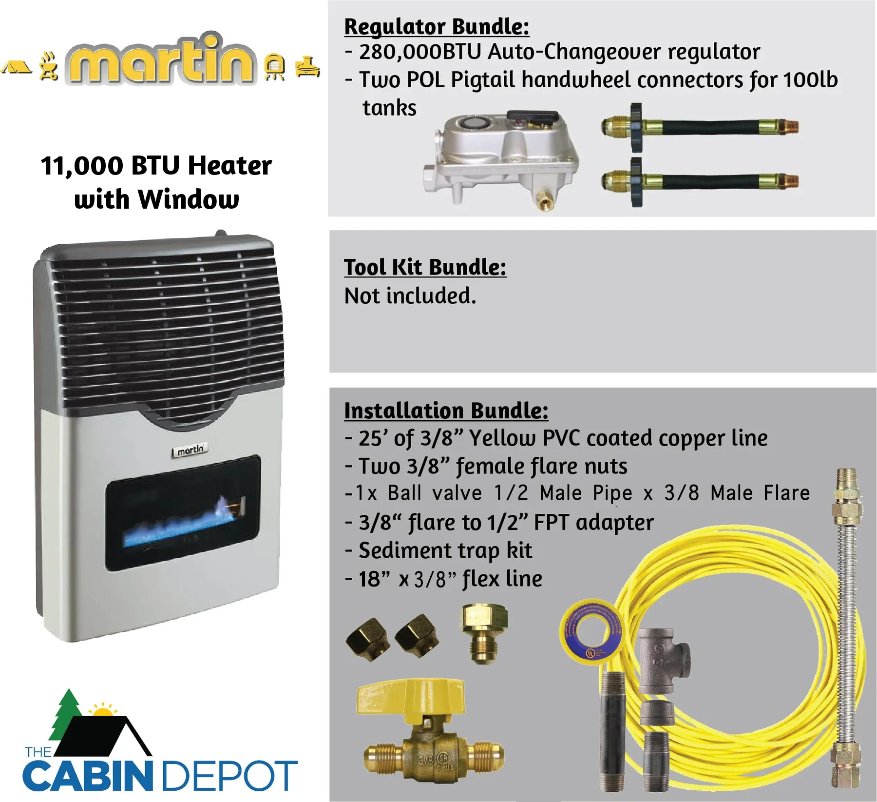 Martin 11000 BTU Propane Direct Vent Heater MDV12VP