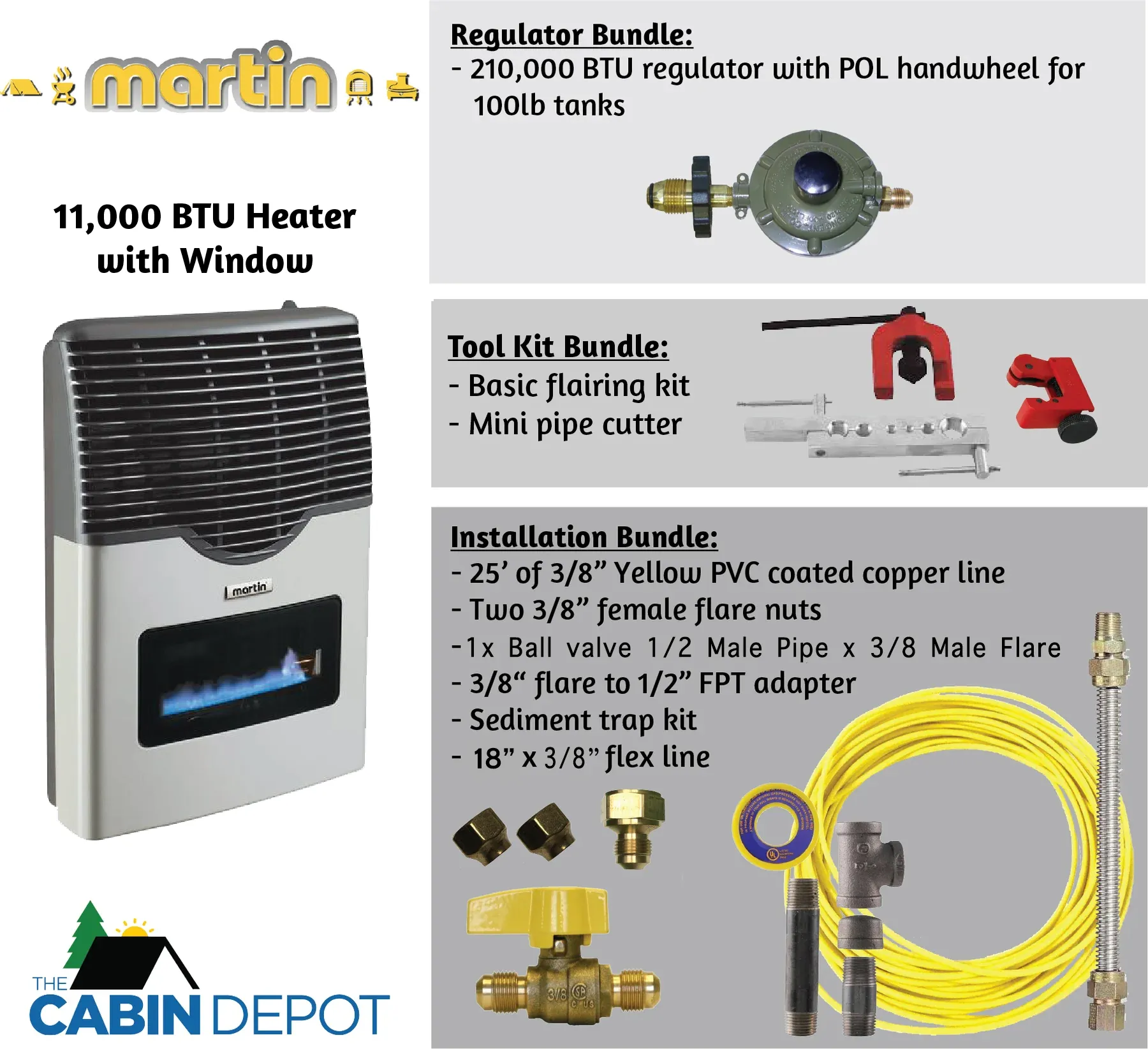 Martin 11000 BTU Propane Direct Vent Heater MDV12VP