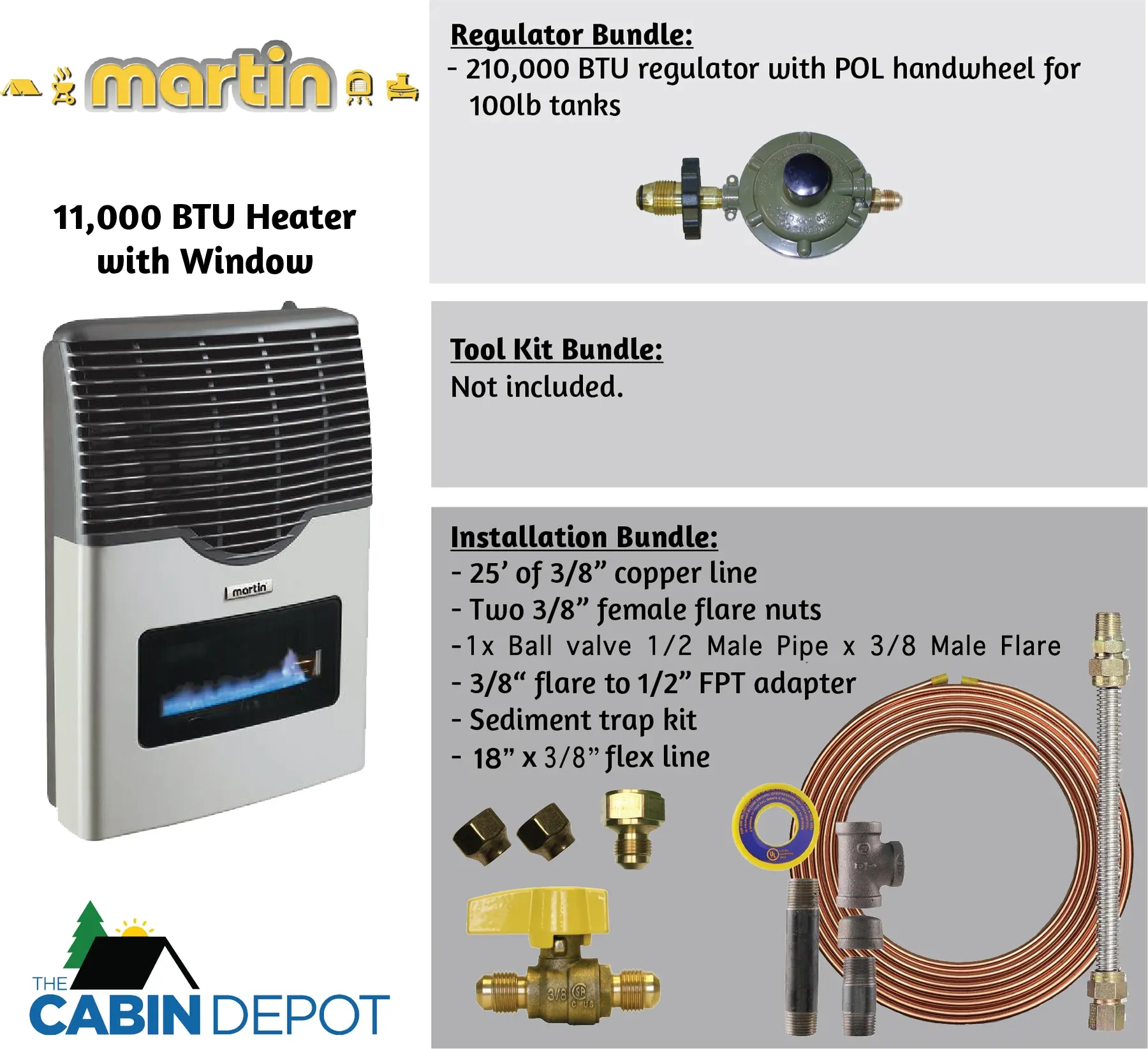 Martin 11000 BTU Propane Direct Vent Heater MDV12VP