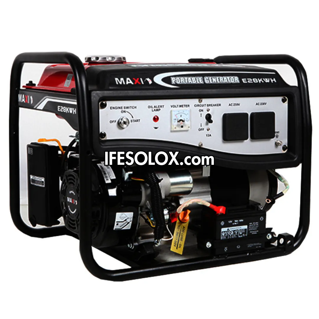 MAXI E28KWH 3.5KVA Pure Copper Key Start Gasoline Generator with Tire and Handles - Brand New