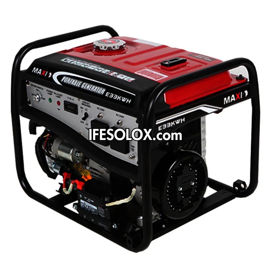 MAXI E33KWH 4.1KVA Pure Copper Key Start Gasoline Generator with Tire and Handles - Brand New