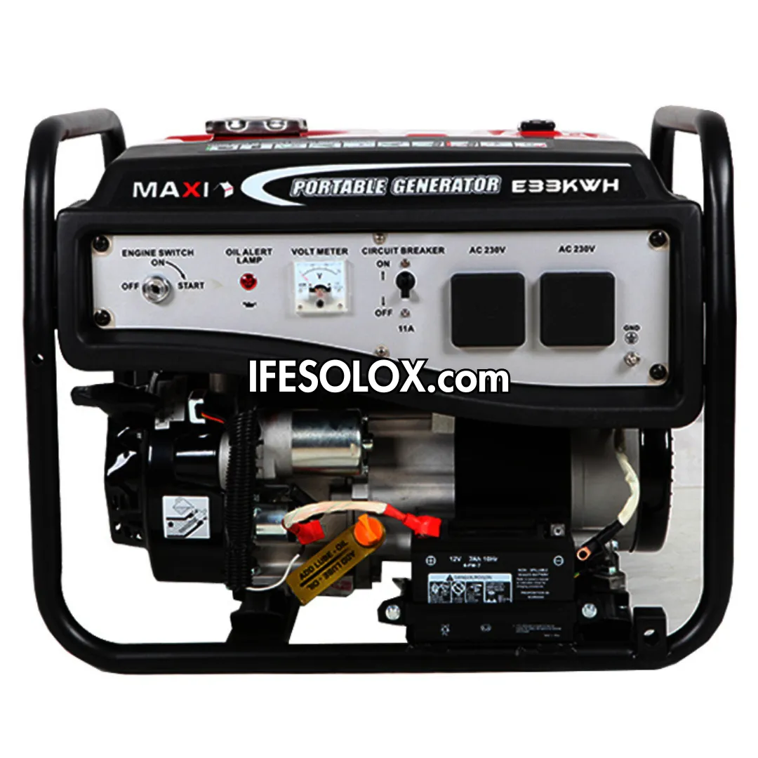 MAXI E33KWH 4.1KVA Pure Copper Key Start Gasoline Generator with Tire and Handles - Brand New