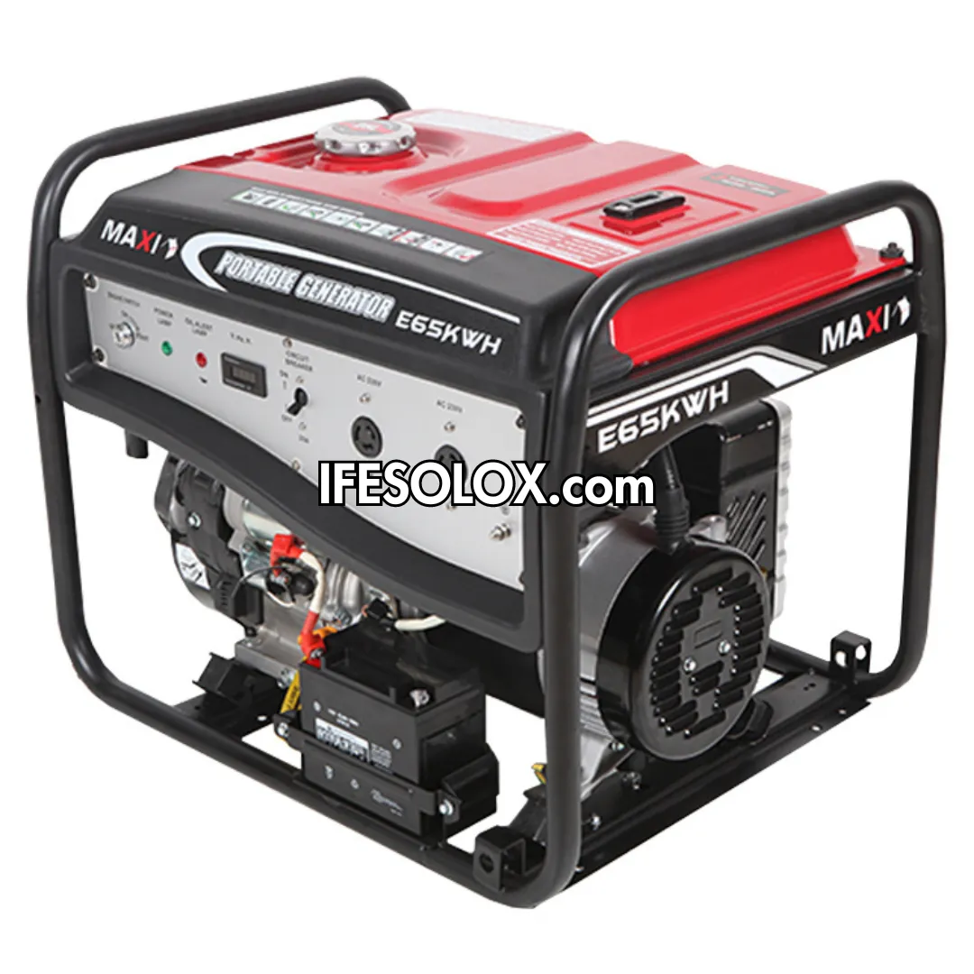 MAXI E65KWH 8.1KVA Pure Copper Key Start Gasoline Generator with Tire and Handles - Brand New