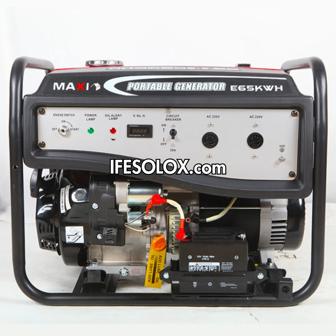 MAXI E65KWH 8.1KVA Pure Copper Key Start Gasoline Generator with Tire and Handles - Brand New