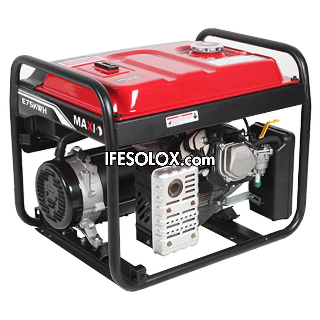 MAXI E75KWH 9.3KVA Pure Copper Key Start Gasoline Generator with Tire and Handles - Brand New