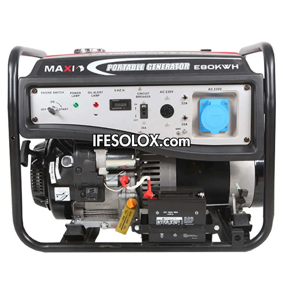 MAXI E80KWH 10KVA Pure Copper Key Start Gasoline Generator with Tire and Handles - Brand New