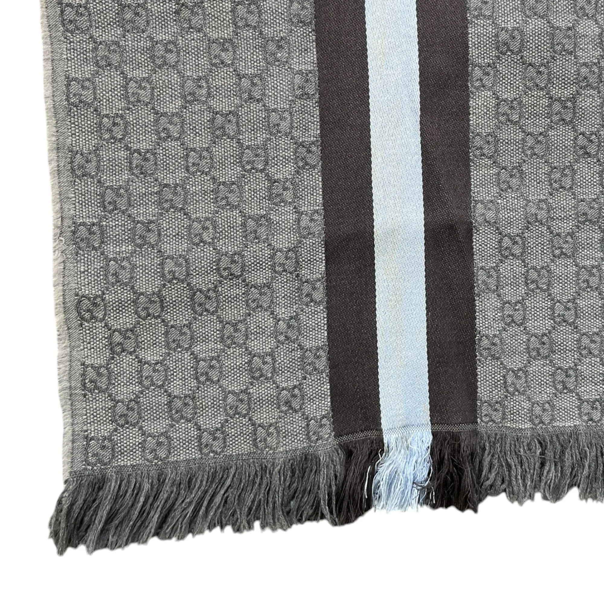 Men's Gg Web Stripe Scarf Grey