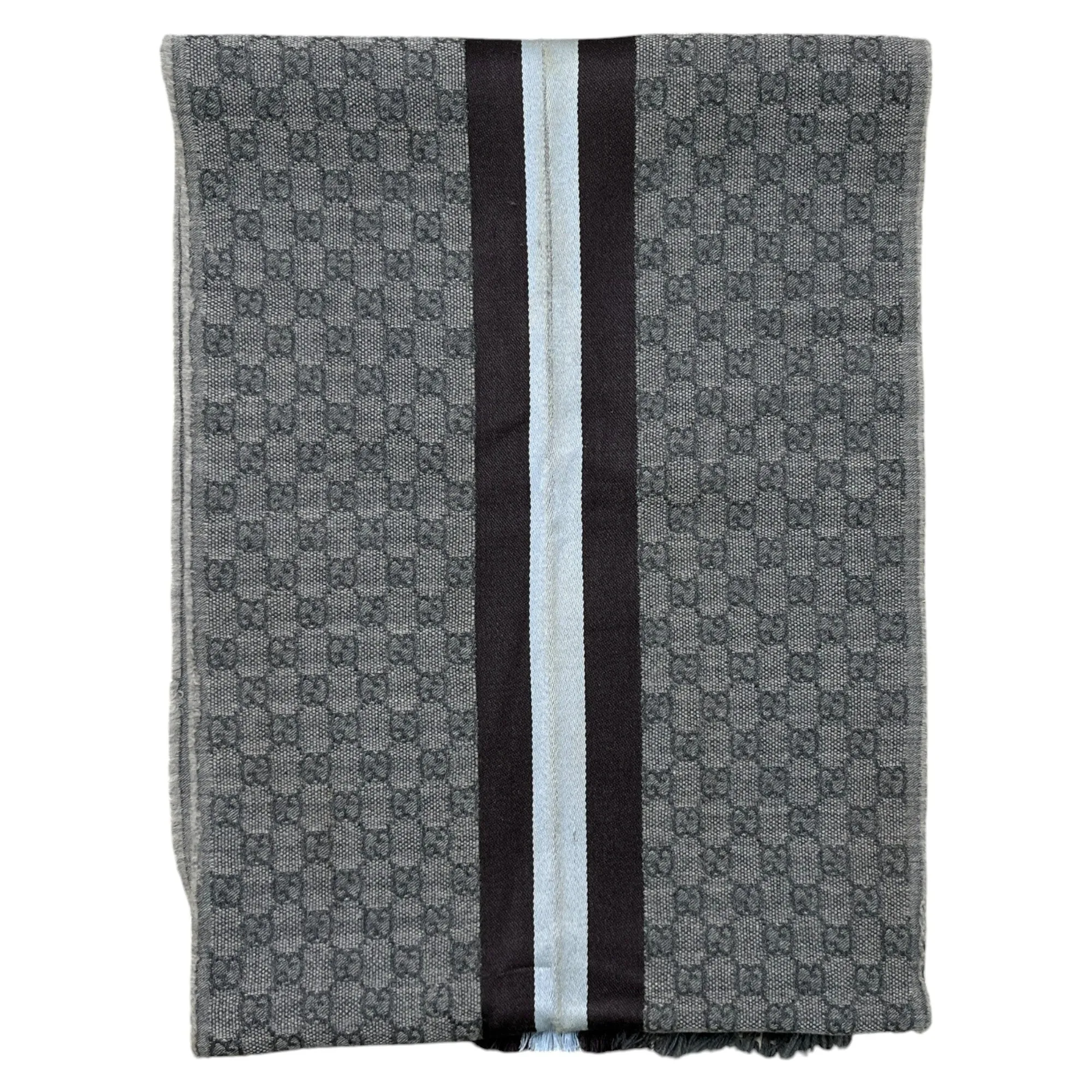 Men's Gg Web Stripe Scarf Grey