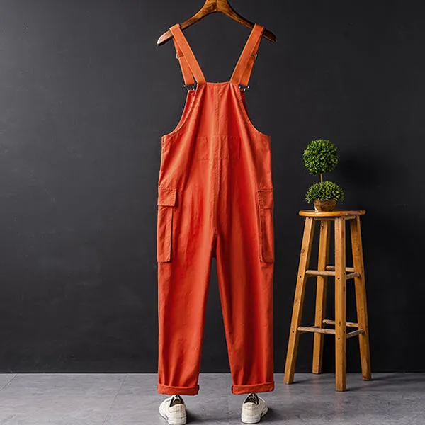 Men's Vintage Bib Overalls Fashion Slim Fit Jumpsuit with Adjustable Straps and Convenient Tool Pockets