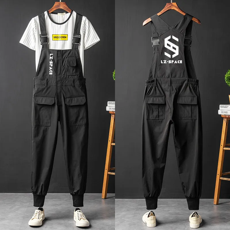 Men's Vintage Bib Overalls Fashion Slim Fit Jumpsuit with Pockets