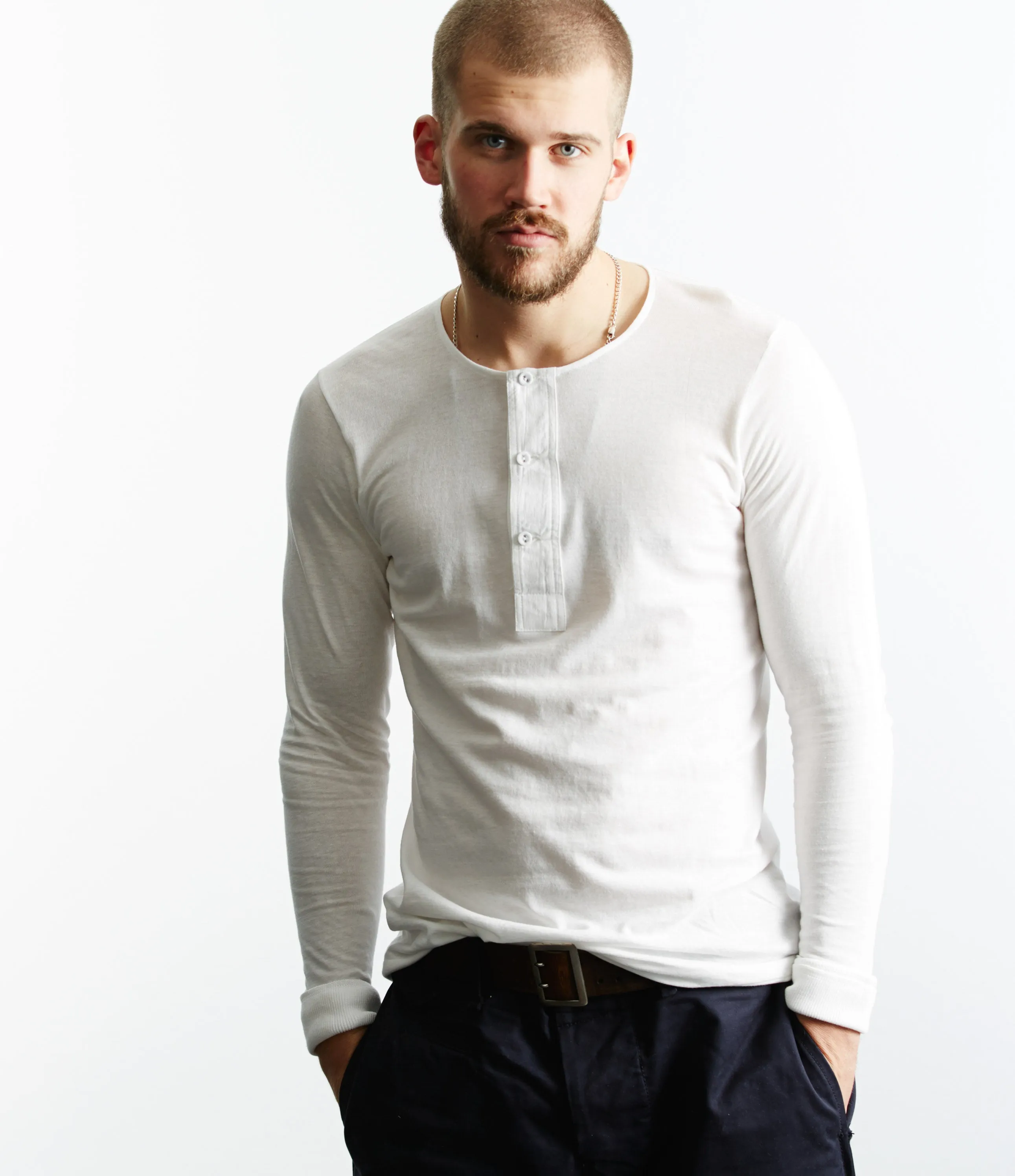 Merz b. Schwanen 102 Button Border Shirt - White