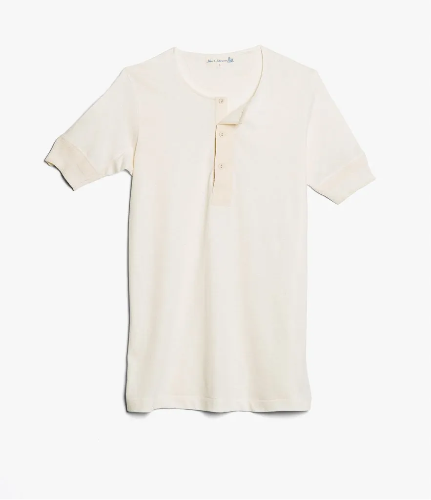 Merz b. Schwanen 103 Short Sleeve Henley - Nature