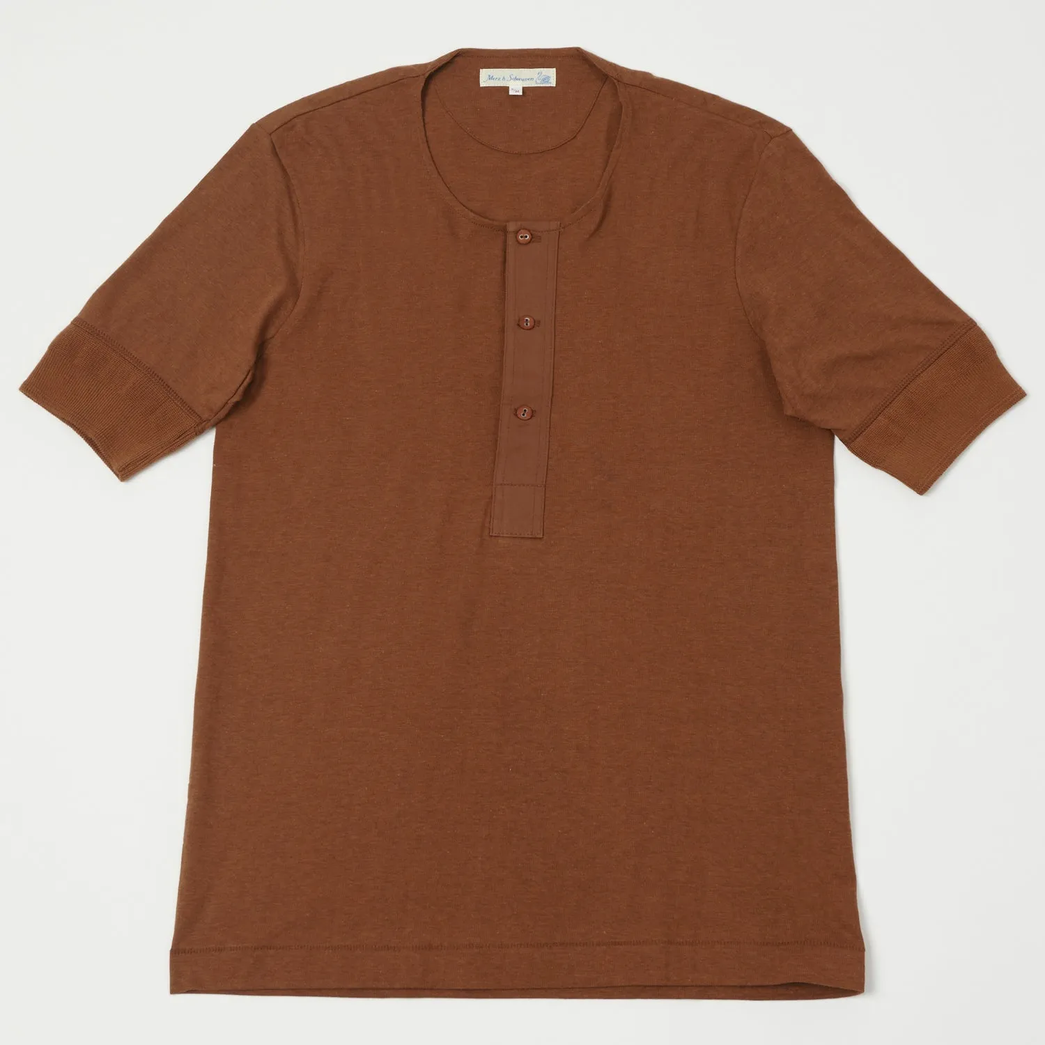 Merz b. Schwanen 103 Short Sleeve Henley - Tan